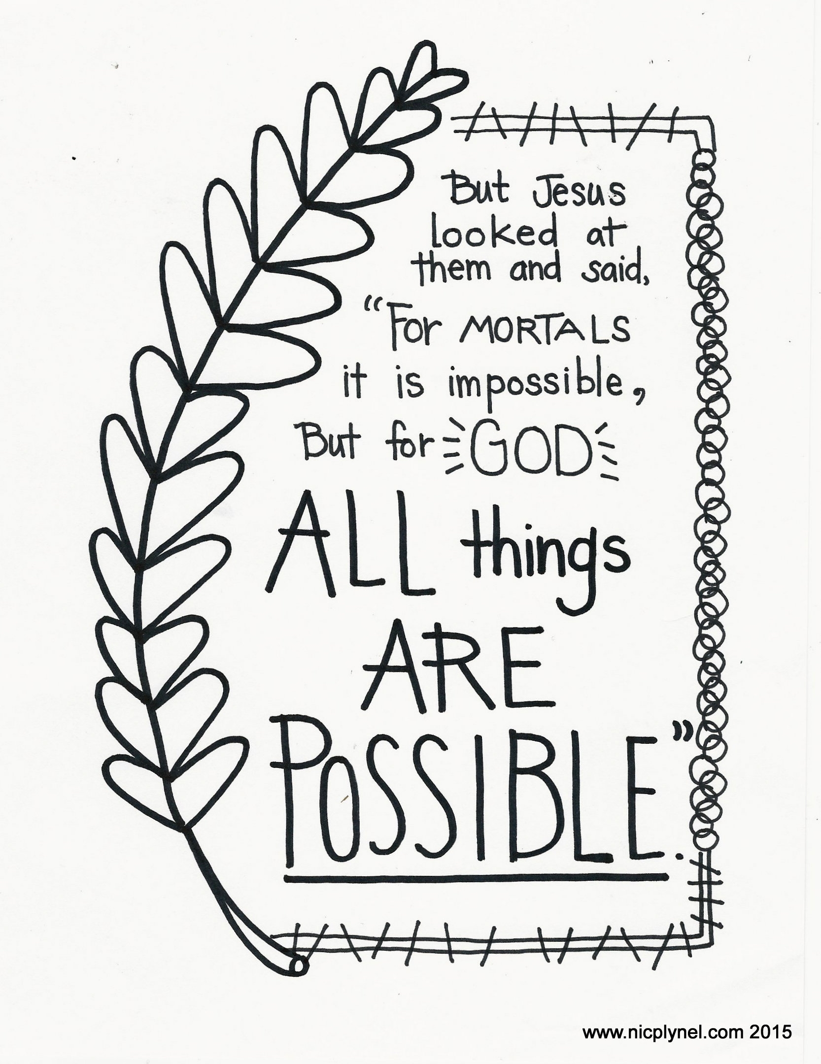 matthew 19 26 printable coloring page