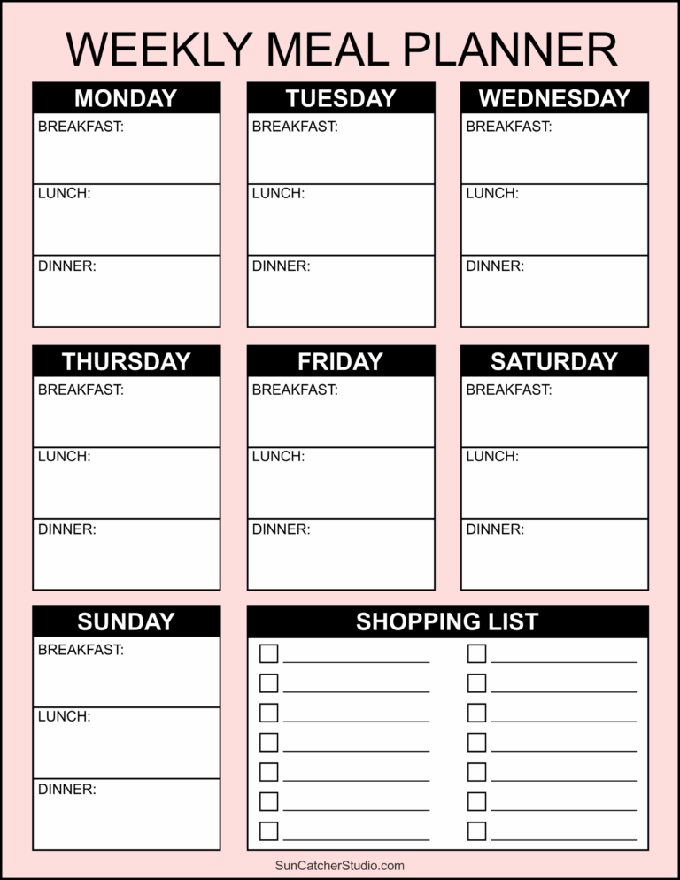 Meal Planners Printable Weekly Menu Templates PDF Free