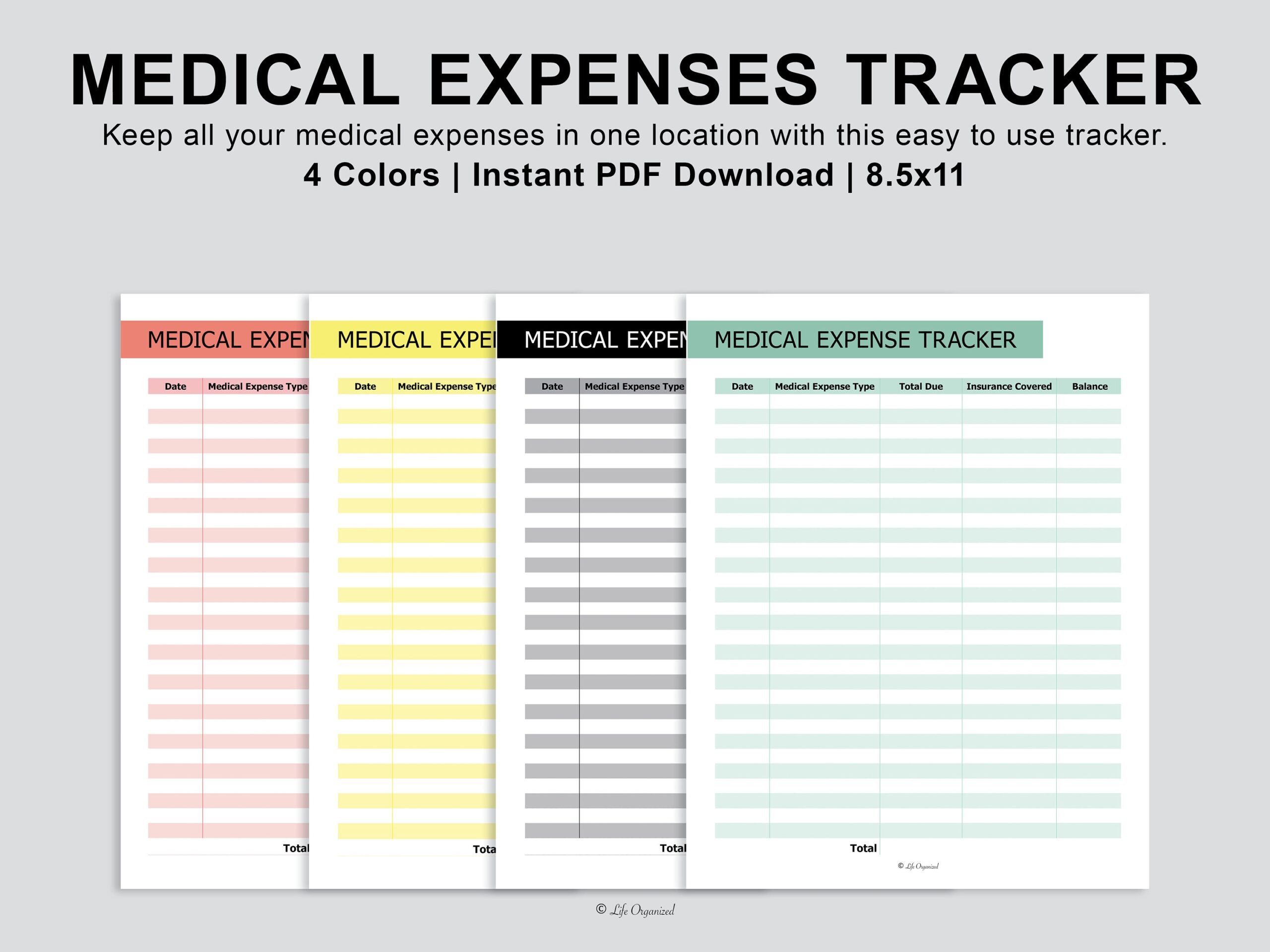 Medical Expenses Tracker Etsy