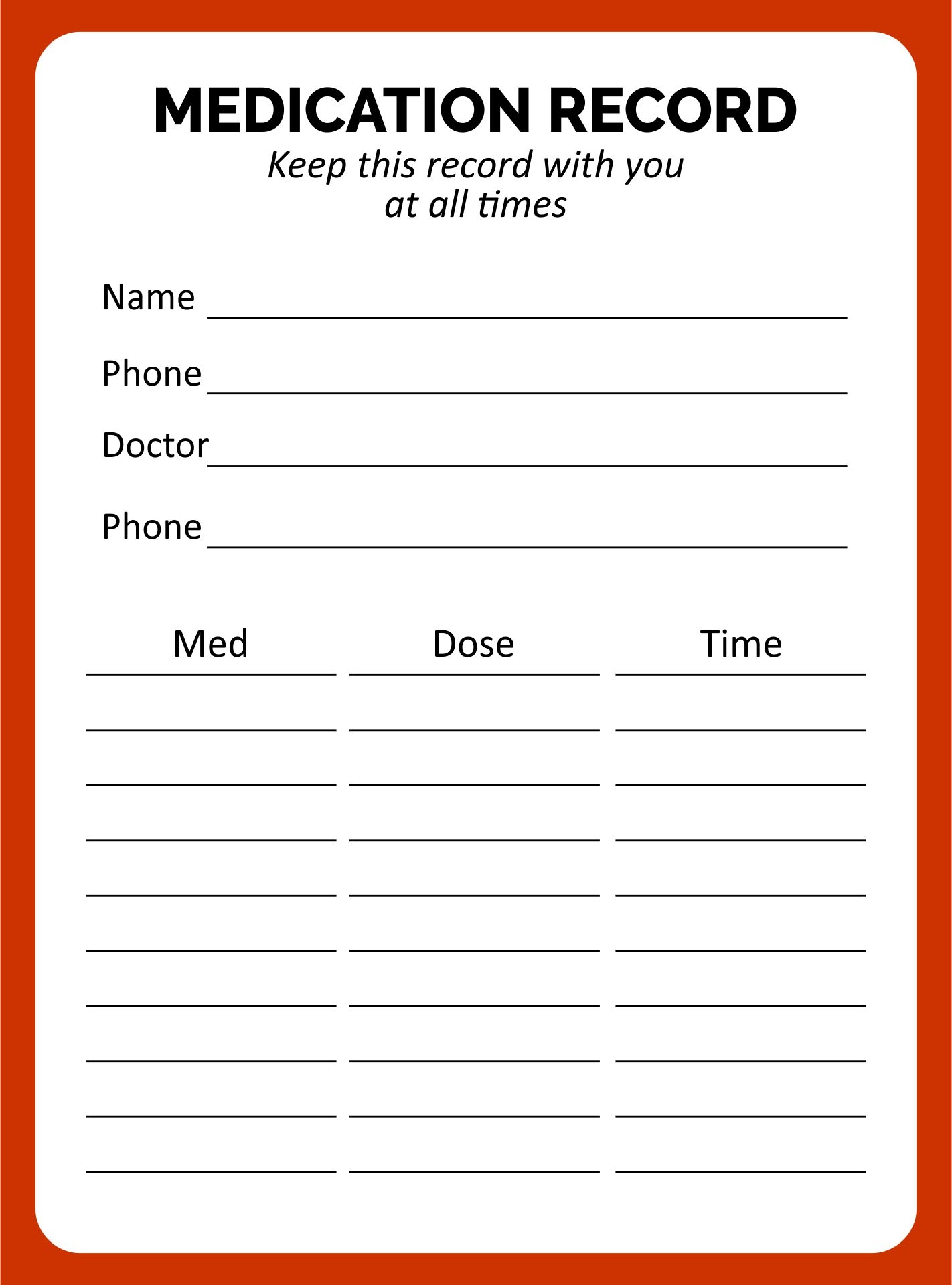 printable medication list for wallet
