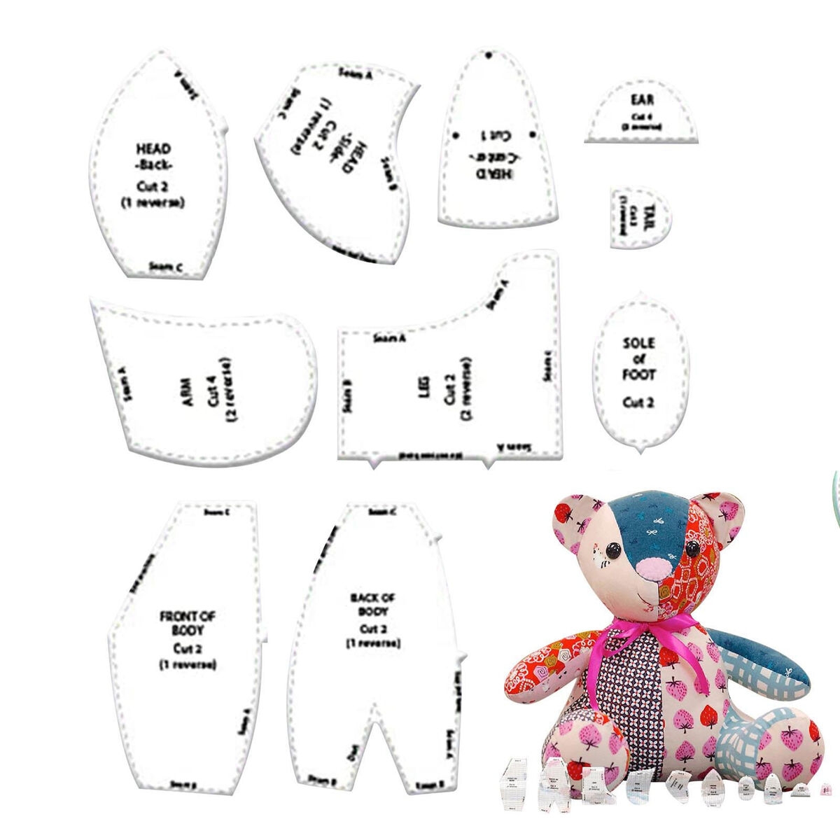 Memory Bear Template Ruler Set 10 PCS EASY BEGINNER TEDDY EBay