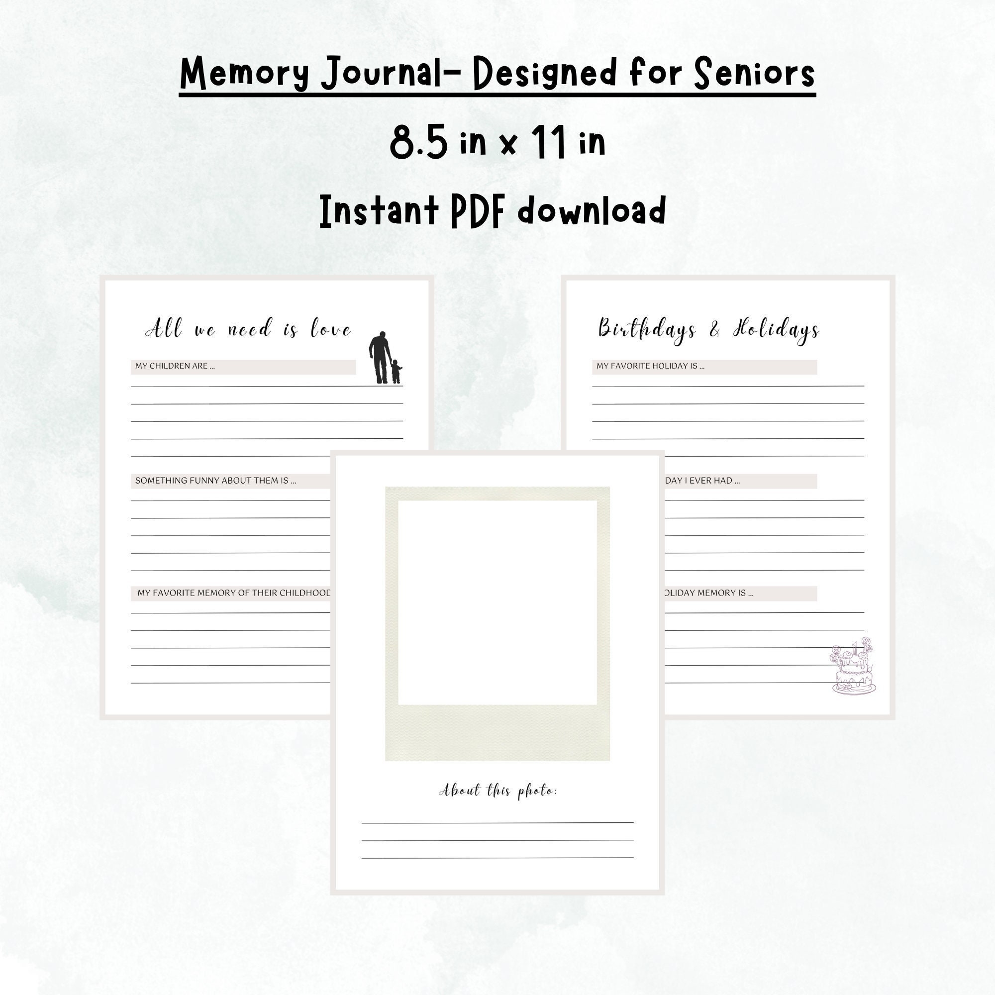 Memory Journal Story Of My Life Personal History Conversation Starter For Seniors Etsy Canada