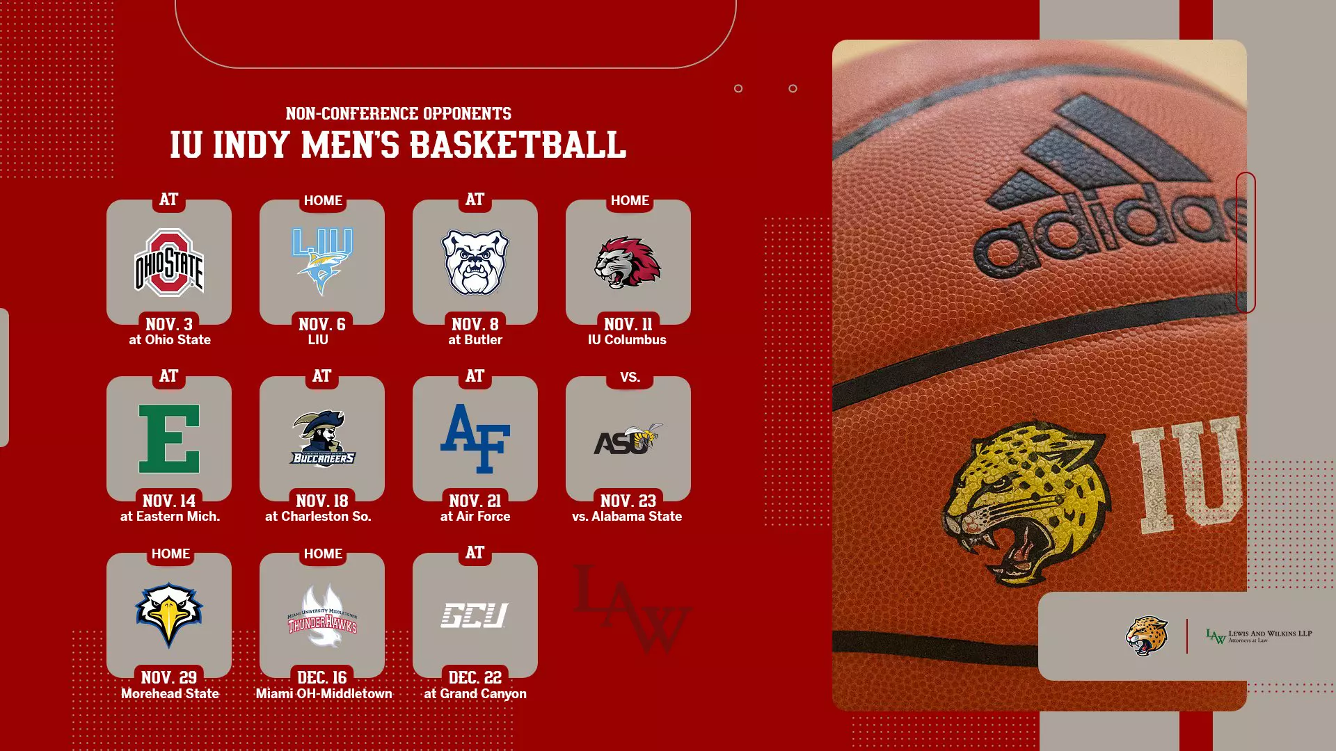 MEN S BASKETBALL ANNOUNCES 2025 2026 NON CONFERENCE SLATE IU Indy Athletics