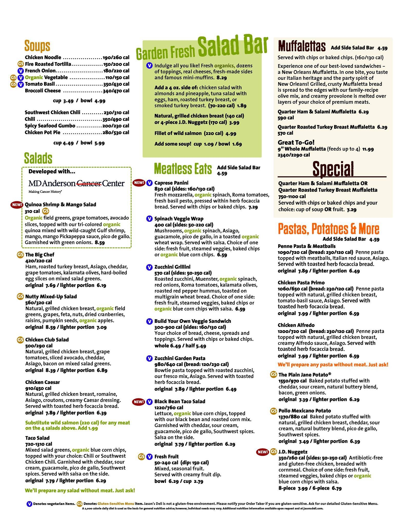 Menu At Jason s Deli Restaurant Raleigh 909 Spring Forest Rd