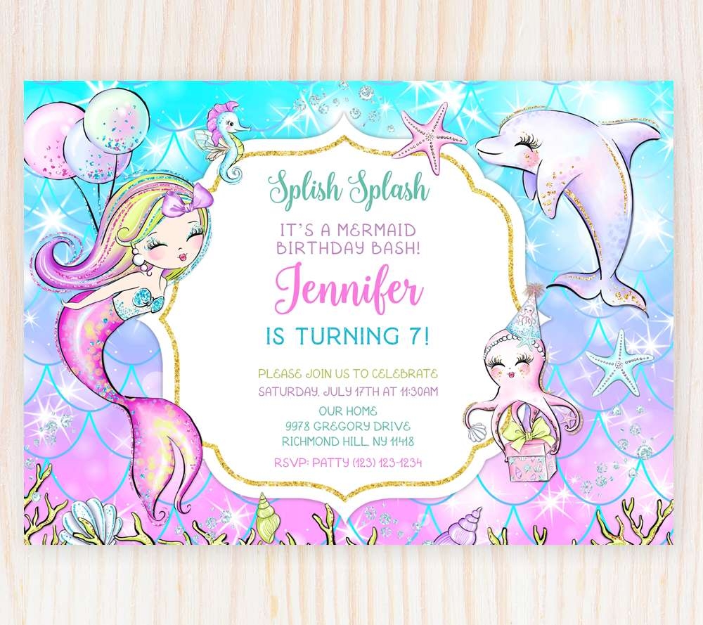 Mermaid Birthday Invitation Template Edit Online Now With A FREE Worksheets Library