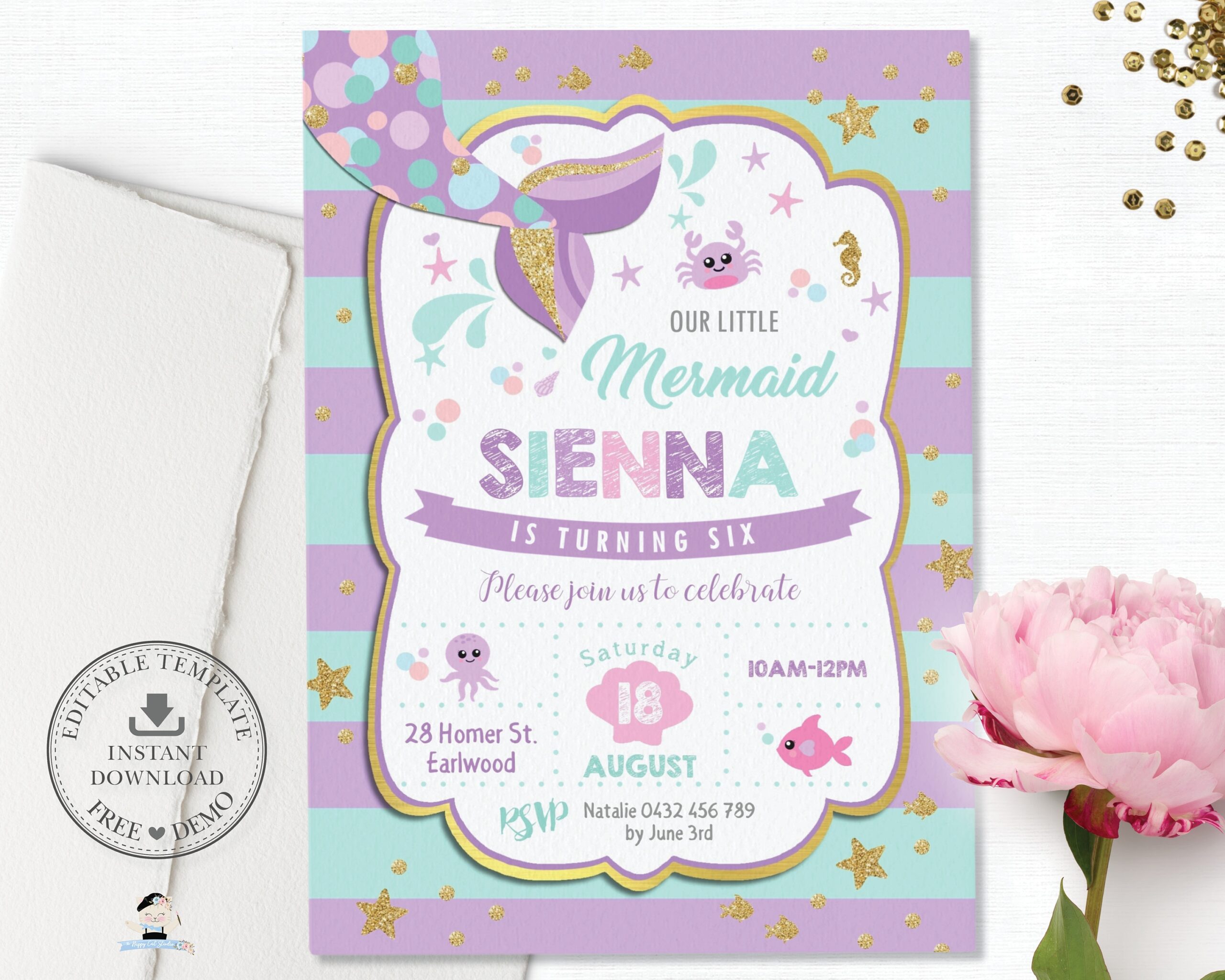 free printable mermaid invitation templates