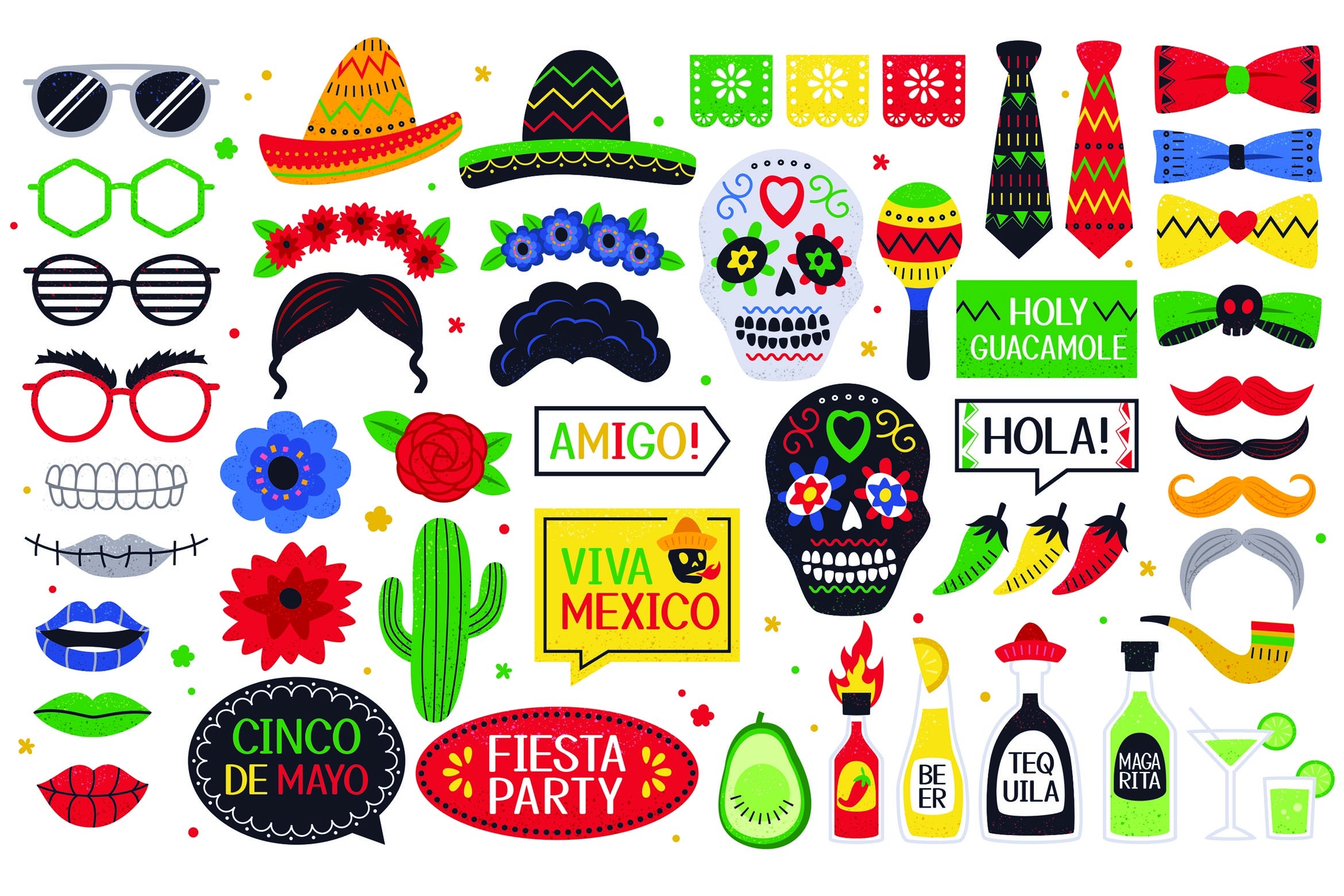 Mexican Digital Props PSD PNG PDF Formats TemplatesBooth