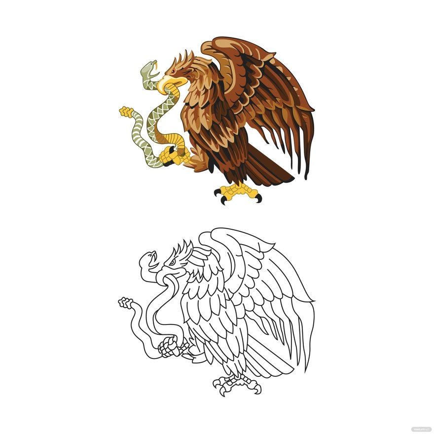 Mexican Flag Eagle Vector In Illustrator SVG JPG EPS PNG Download Template
