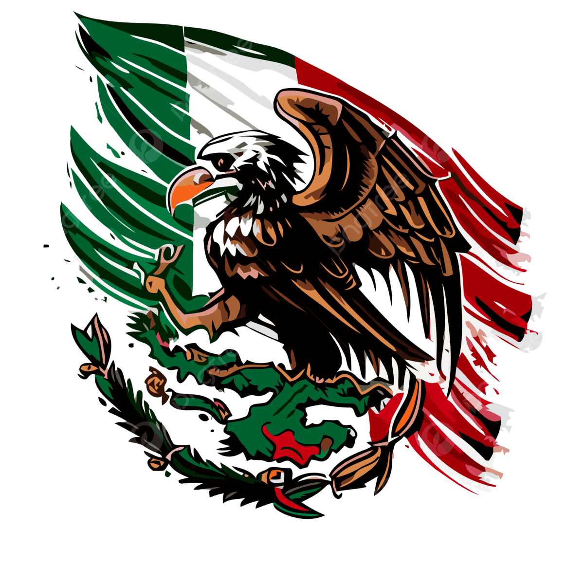 Mexican Flag Eagle Vector Sticker Clipart Mexican Eagle With Flag Cartoon Sticker Clipart PNG And Vector With Transparent Background For Free Download