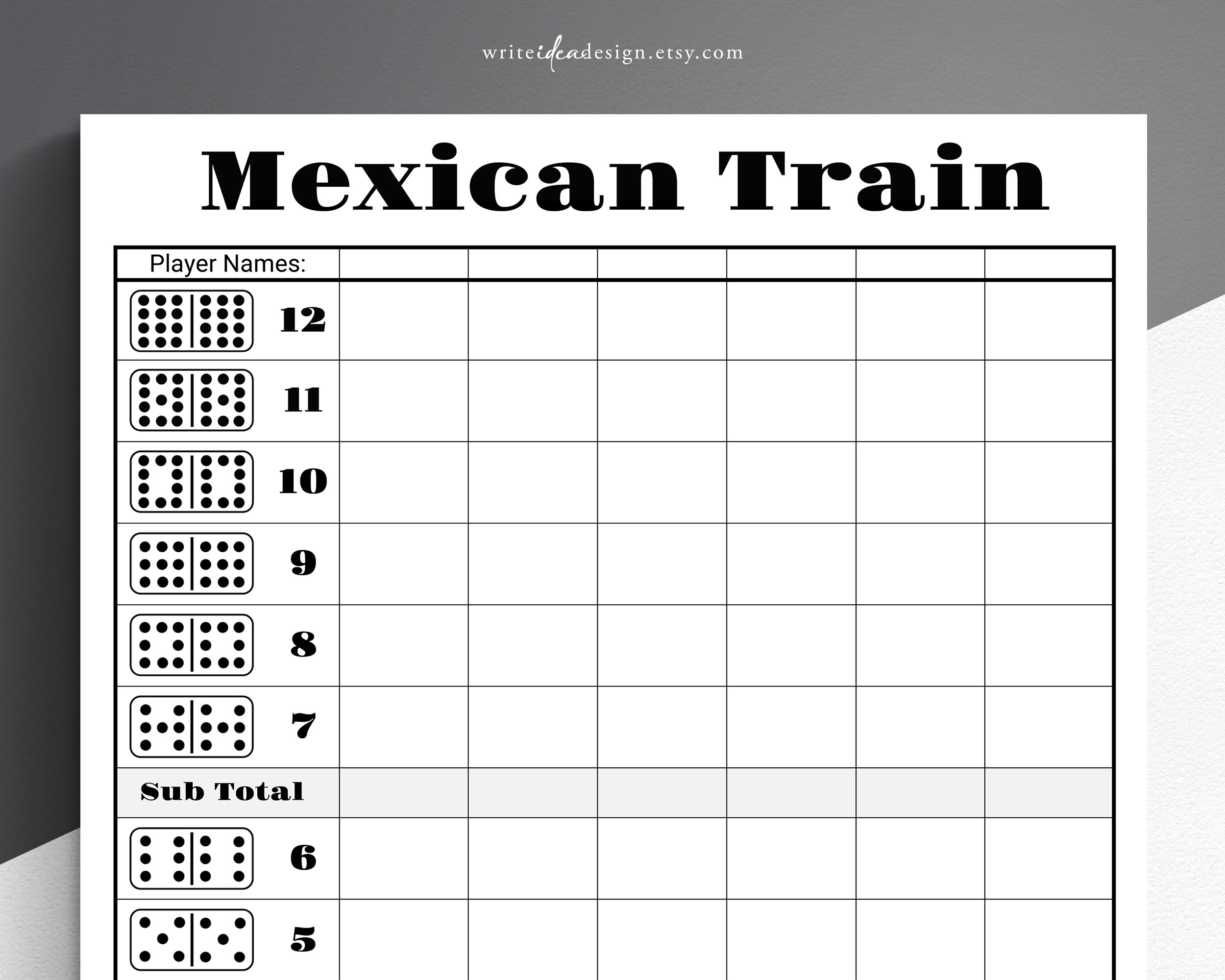 Mexican Train Score Card Dominos Score Sheet Mexican Train Score Mexican Train Score Card Dominos Score Sheet Mexican Train Score