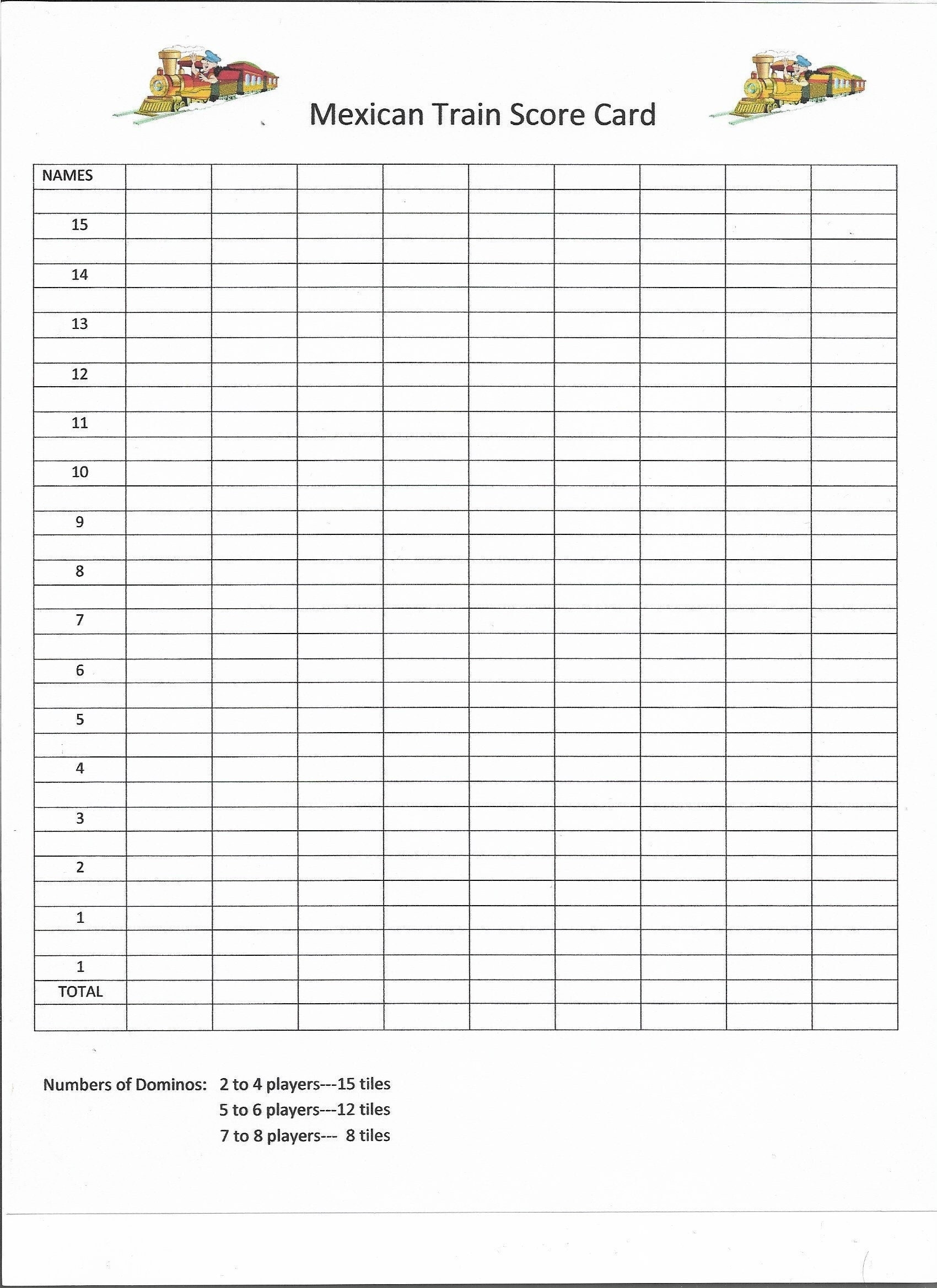 printable mexican train score sheet printable mexican train score sheet