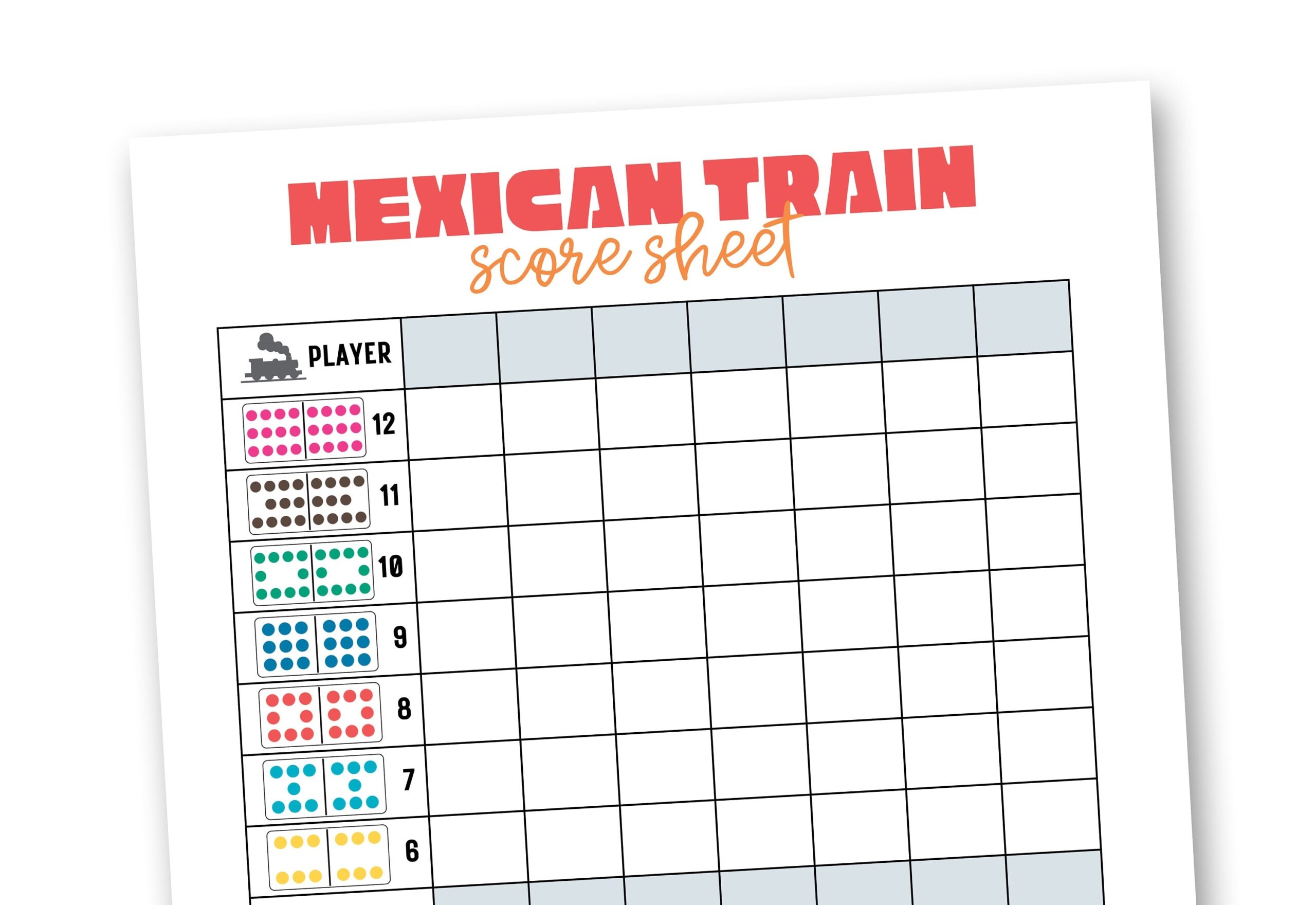 Mexican Train Scorecards Printable Dominoes Game Score Sheets Mexican Train Scorecards Printable Dominoes Game Score Sheets