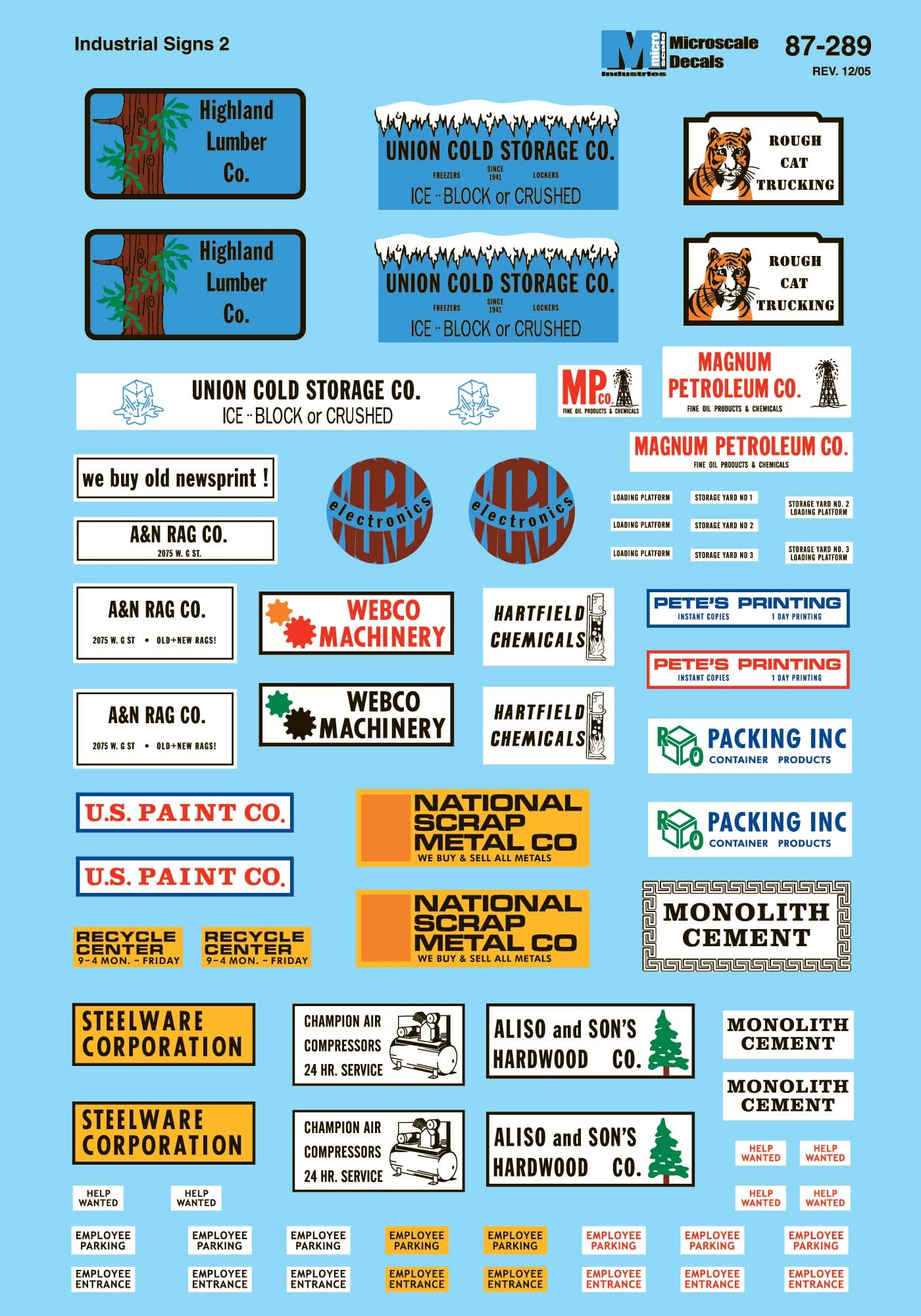 Microscale Decals N Scale Structure Signs Industrial Company Names Union Cold Storage