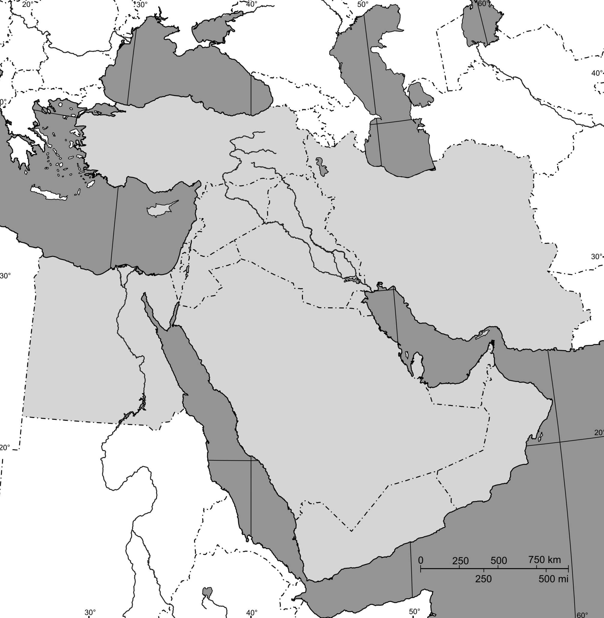 printable blank map of the middle east