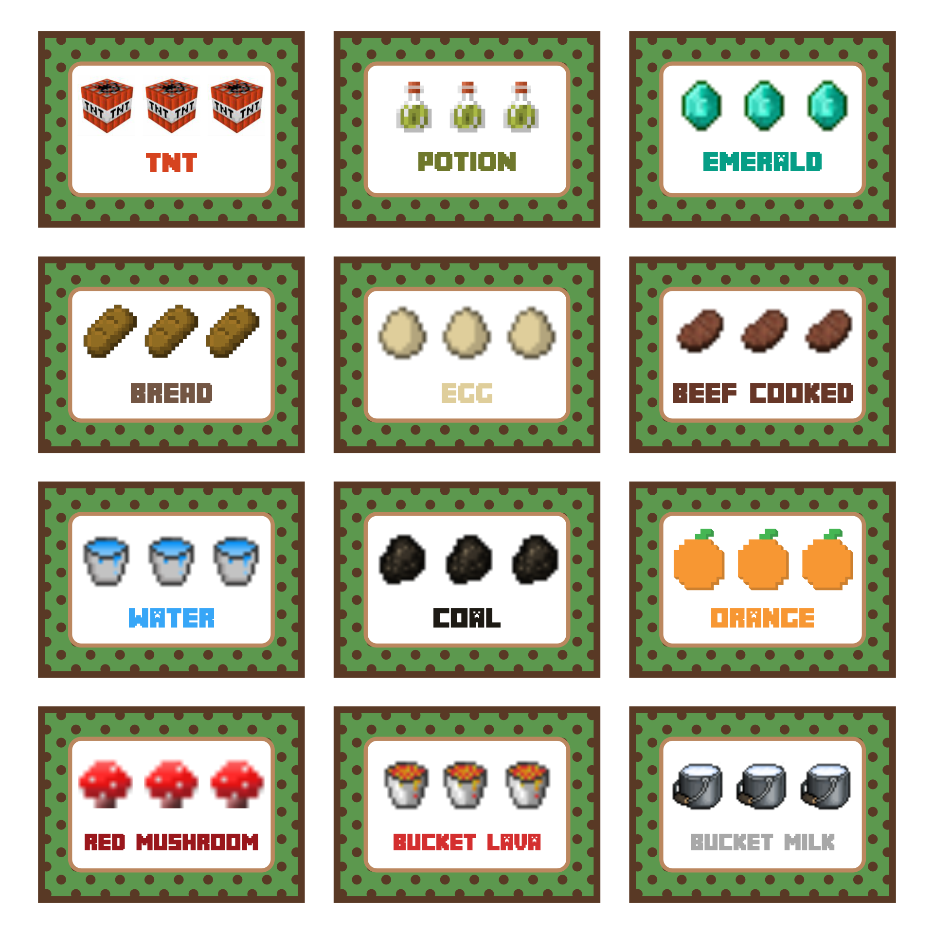minecraft food labels printable minecraft food labels printable
