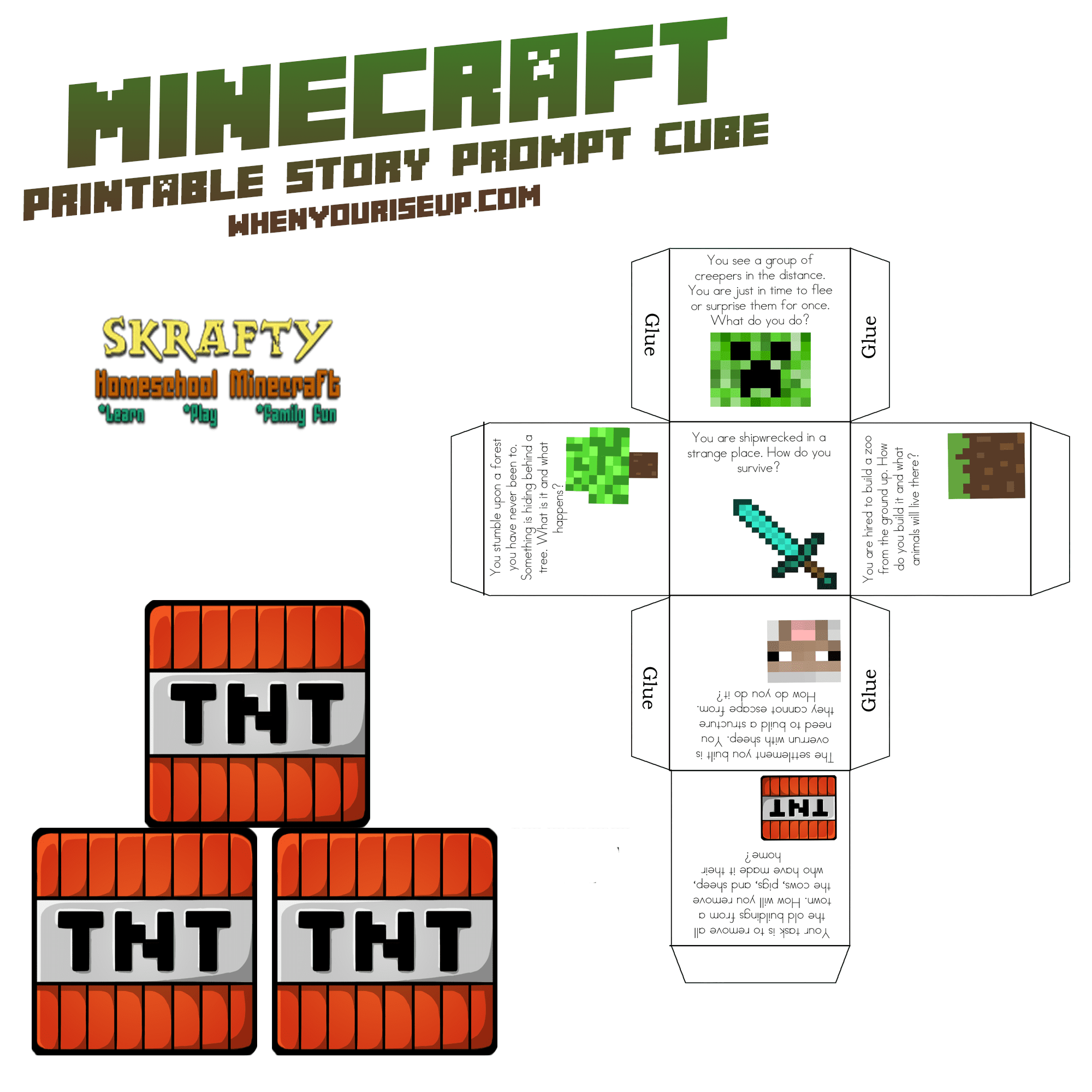 Minecraft Story Prompt Cube Printable SKrafty