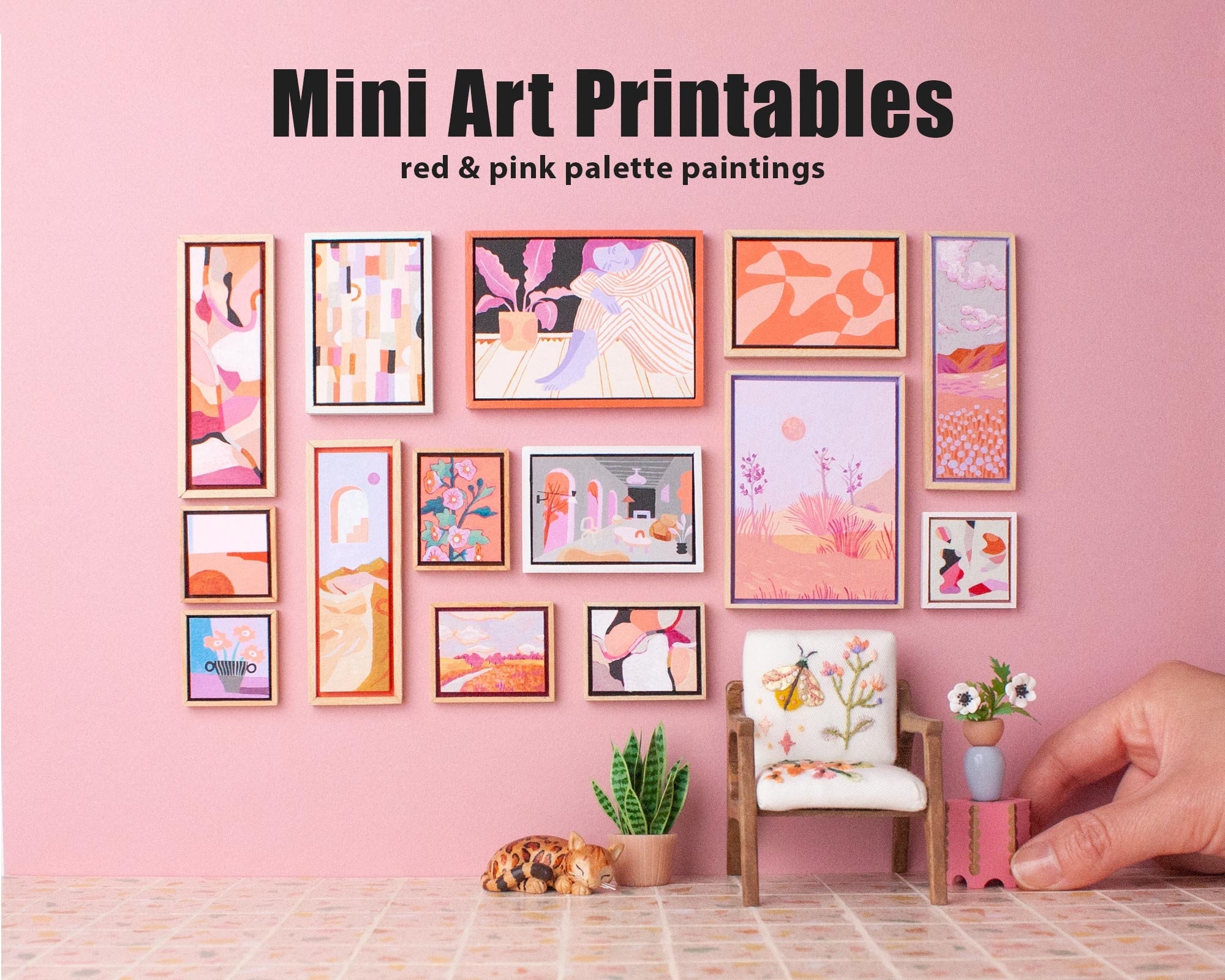 Mini Wall Art Prints PDF Printable Download For Miniature Red 