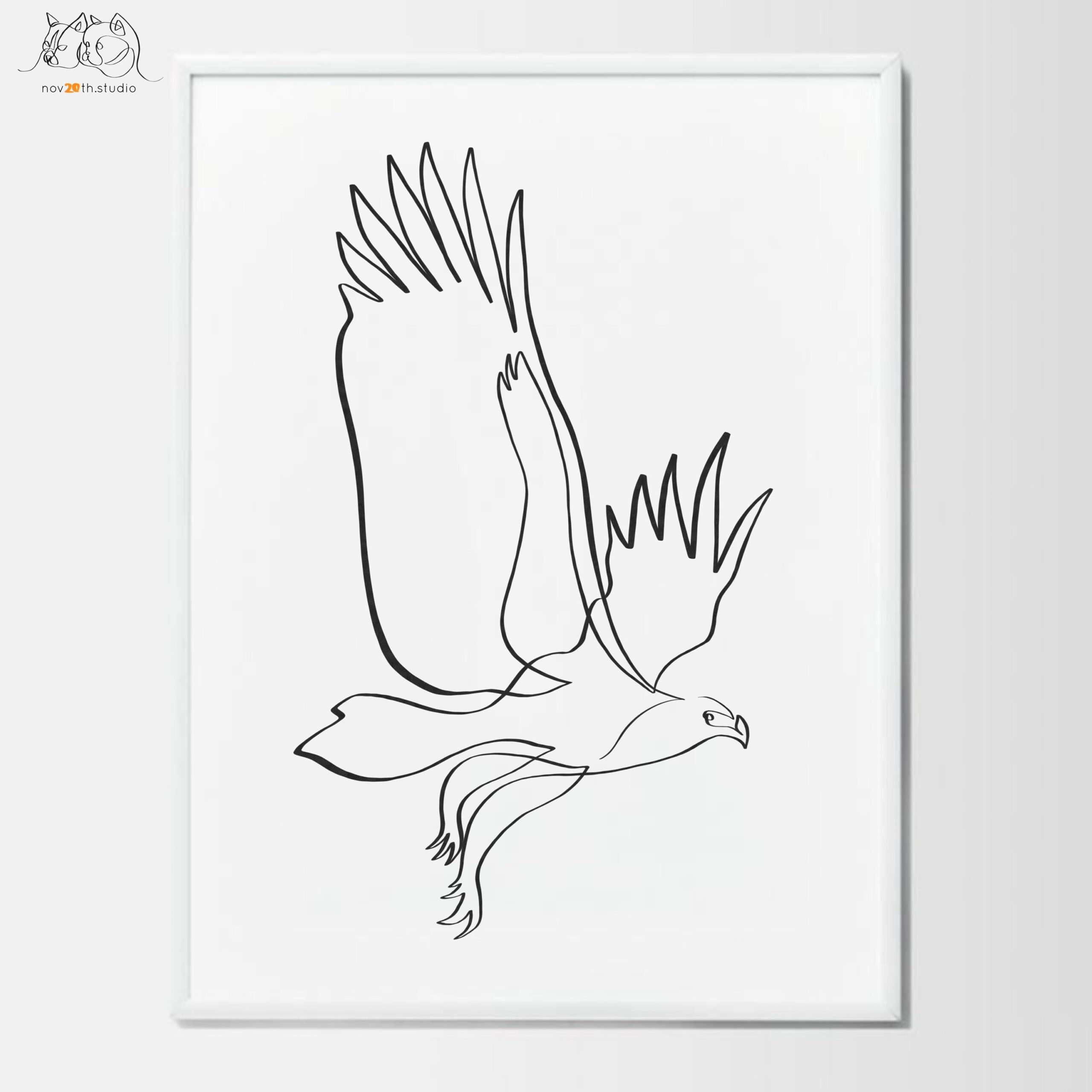Minimal Hawk Art Svg Jpeg Png One Line Art Printable Hawk 