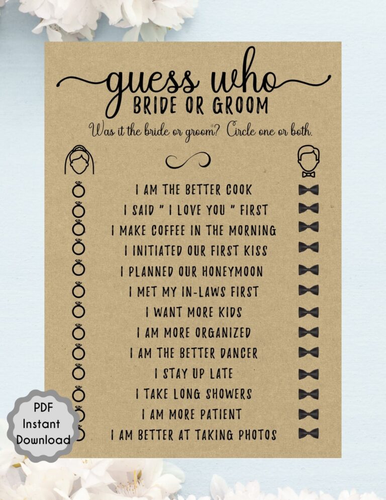 Minimalist Guess Who Bridal Shower Printable Game Template Interactive Bride To Be Game Bachelorette Game Party Game Digital File Etsy