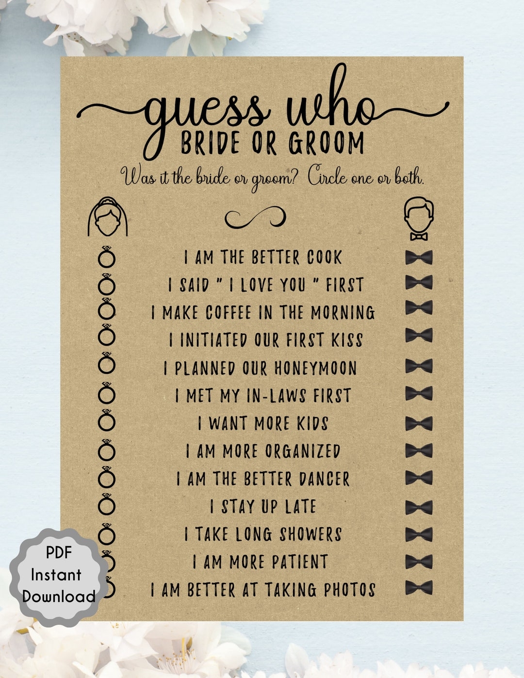 Minimalist Guess Who Bridal Shower Printable Game Template Interactive Bride To Be Game Bachelorette Game Party Game Digital File Etsy