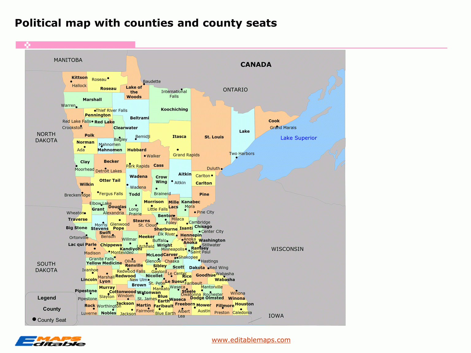 minnesota county map printable