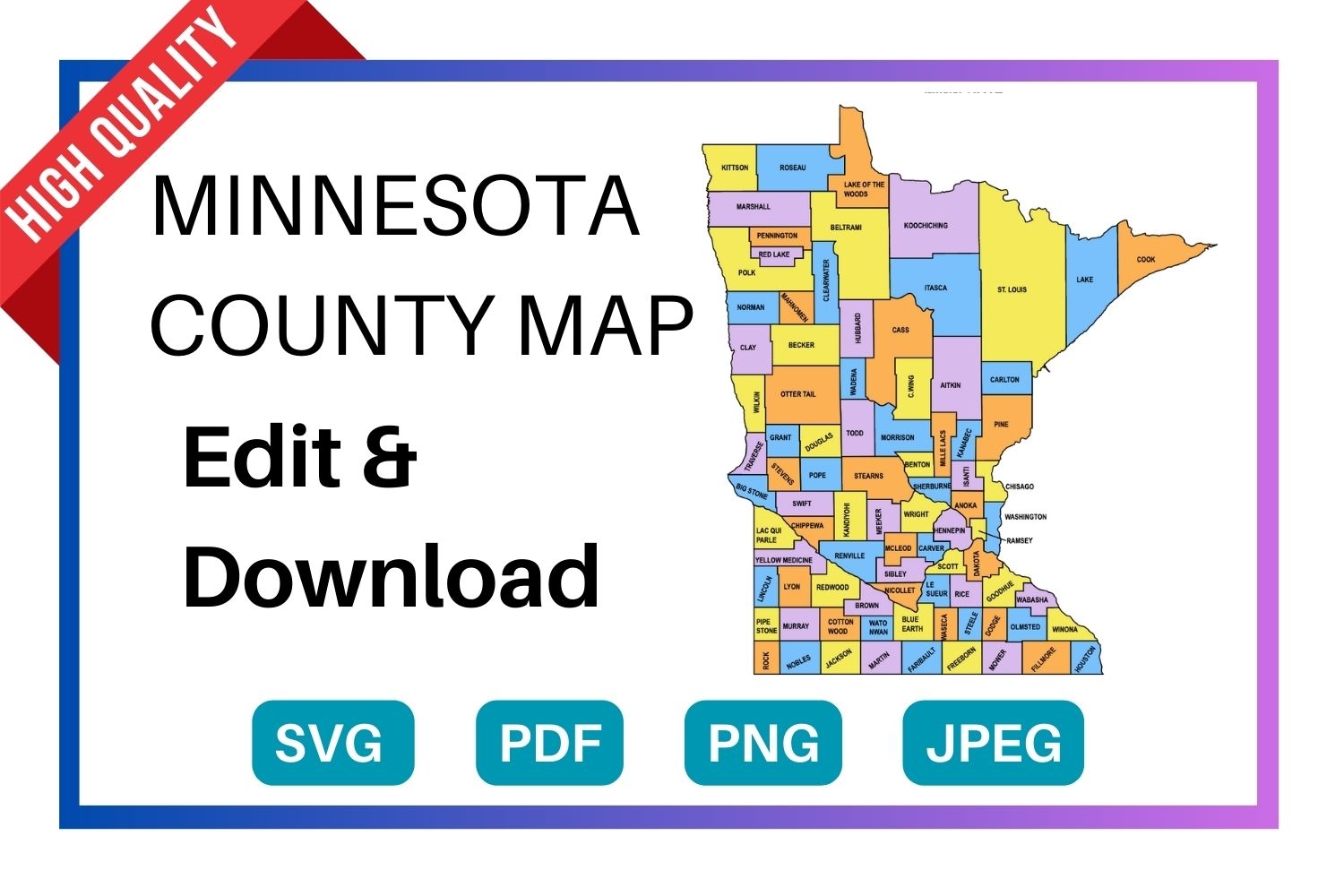 Minnesota County Map Editable U0026 Printable State County Maps