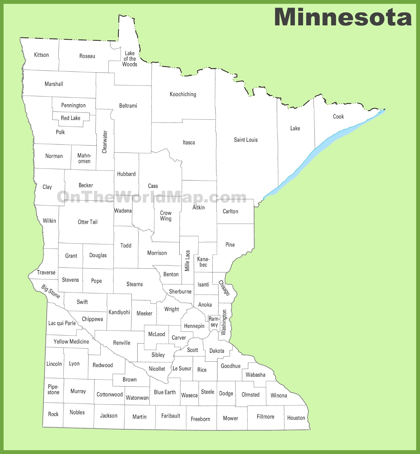 Minnesota County Map Ontheworldmap