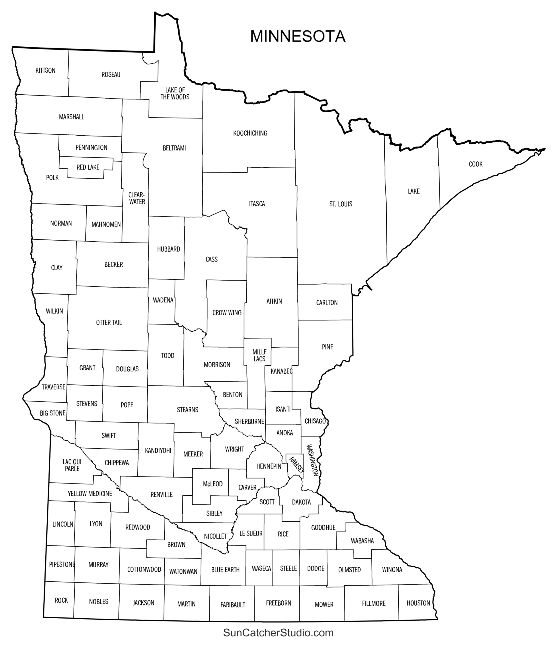 Minnesota County Map Printable State Map With County Lines 