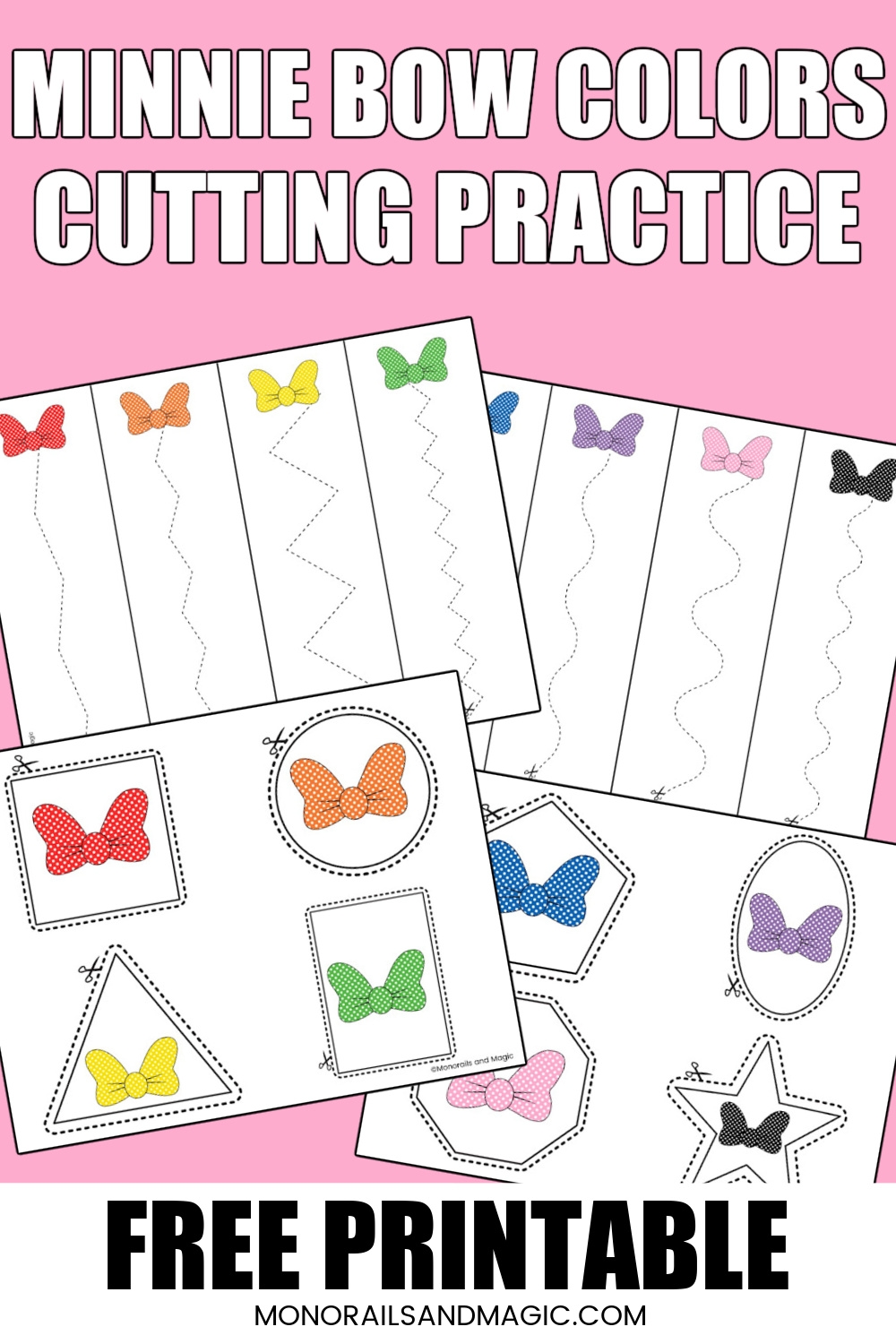 Minnie Bow Colors Cutting Practice Free Printable Monorails And 