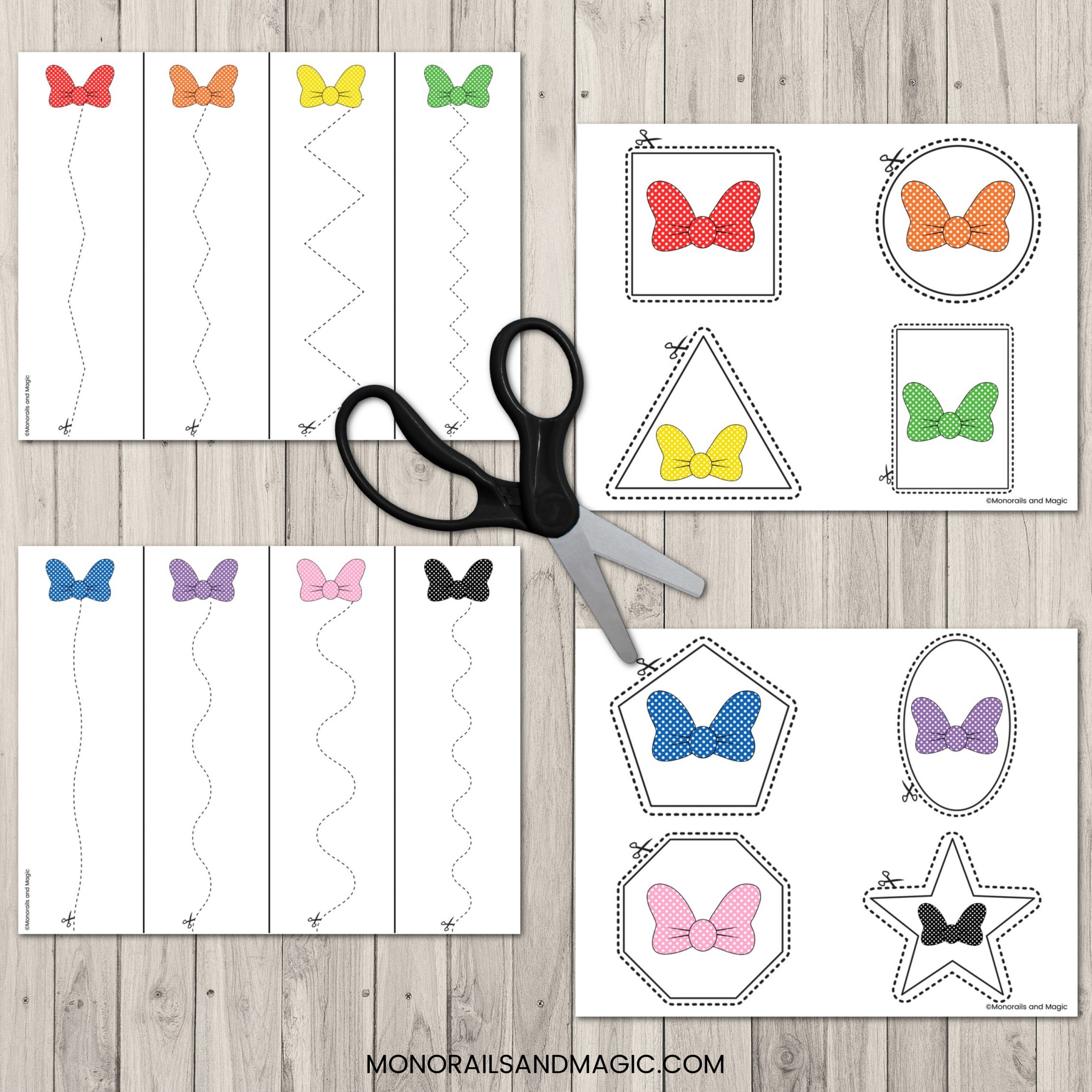 Minnie Bow Colors Cutting Practice Free Printable Monorails And 
