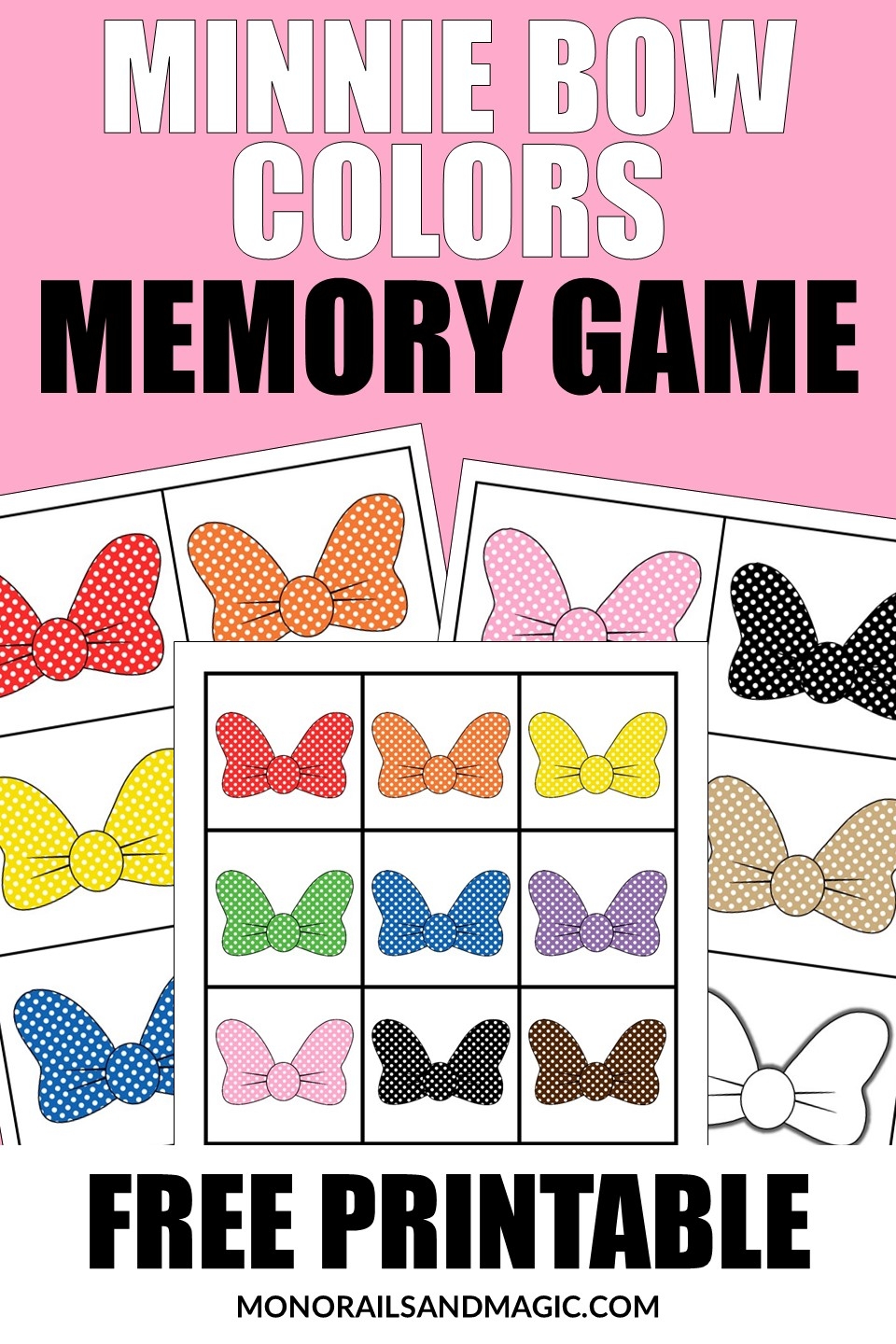 Minnie Bow Colors Memory Game Free Printable Monorails And Magic