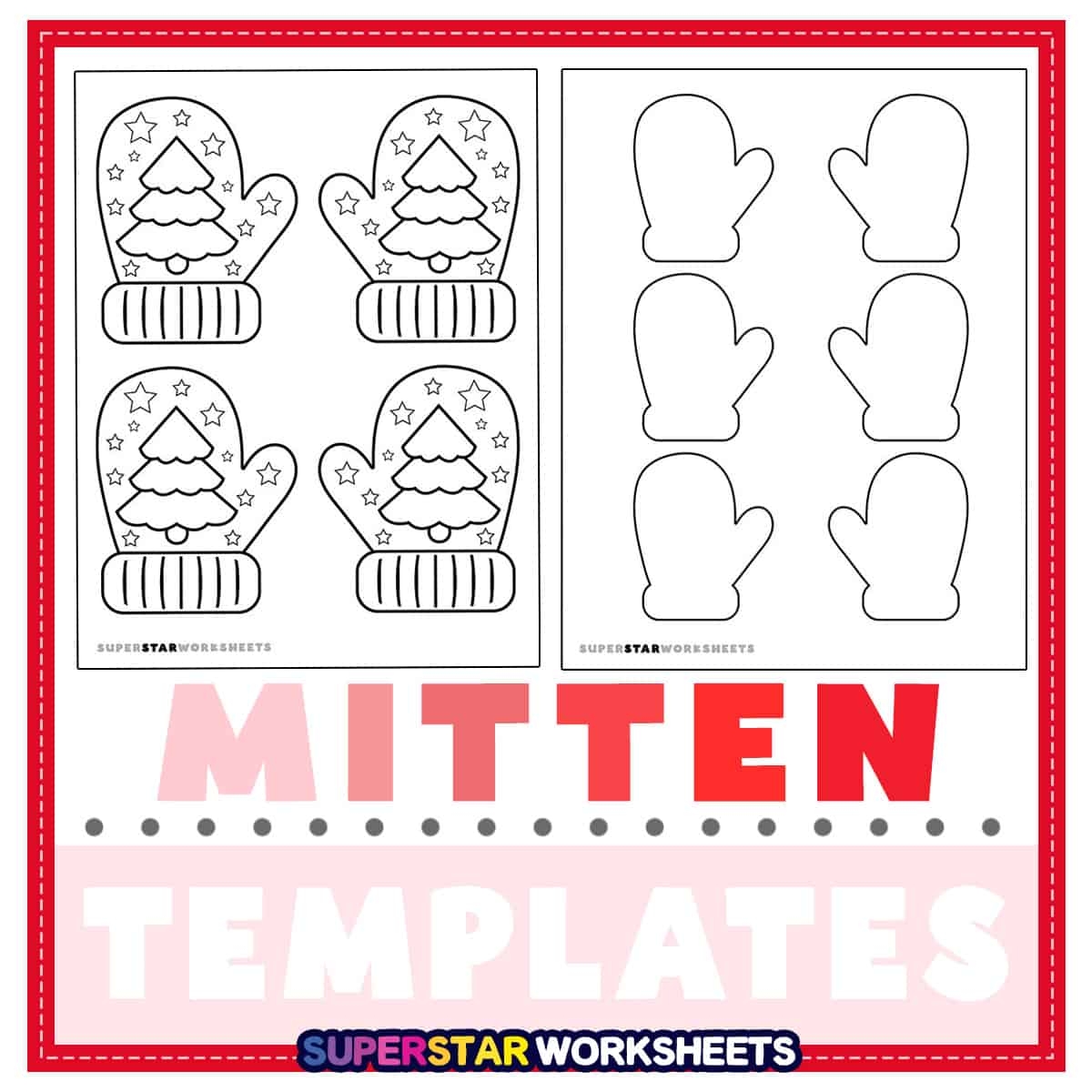 Mittens Template Free Printables Superstar Worksheets