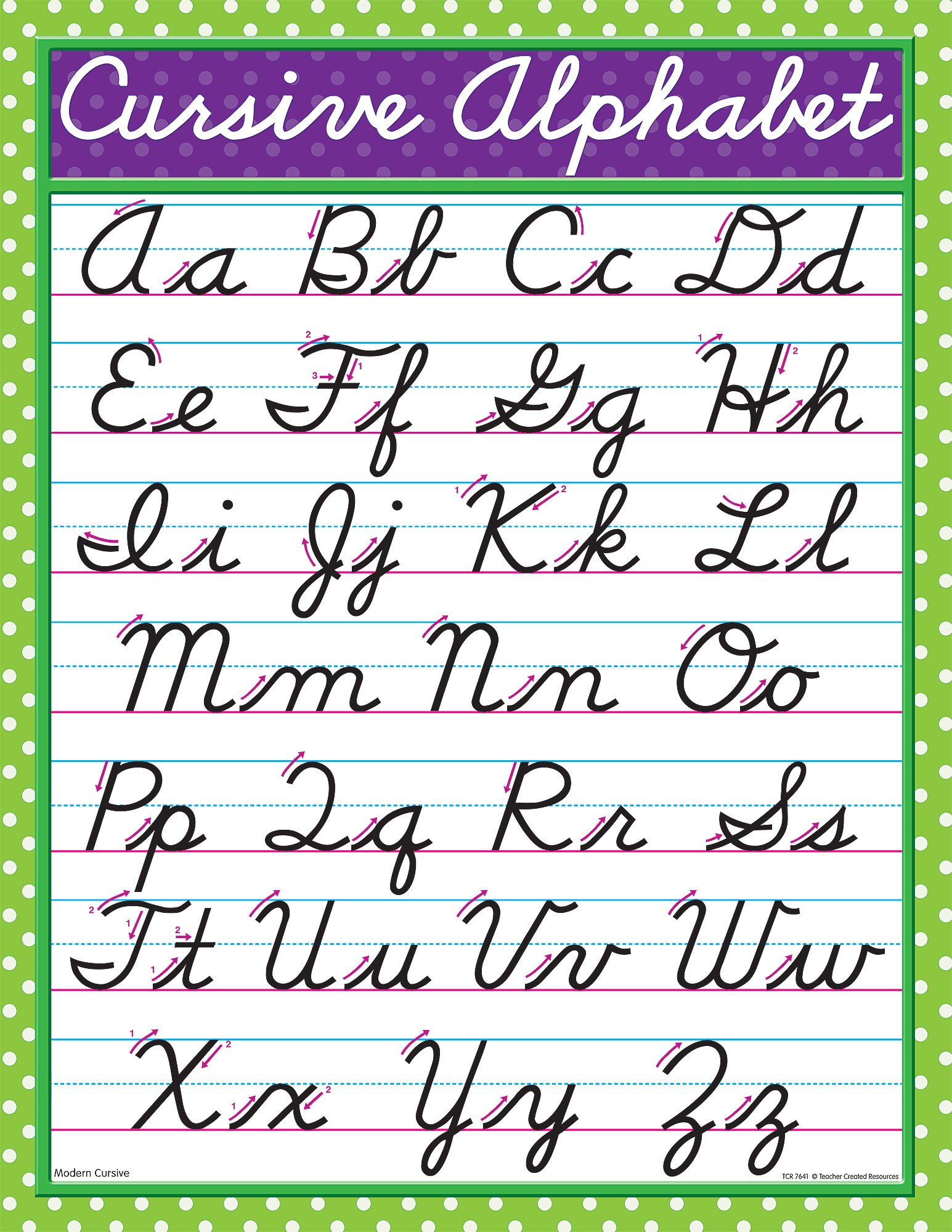 cursive letters chart printable