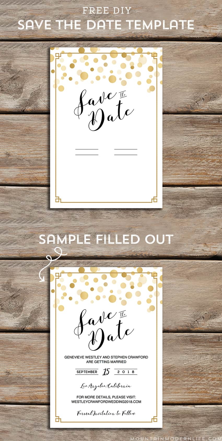 Modern DIY Save The Date FREE Printable MountainModernLife