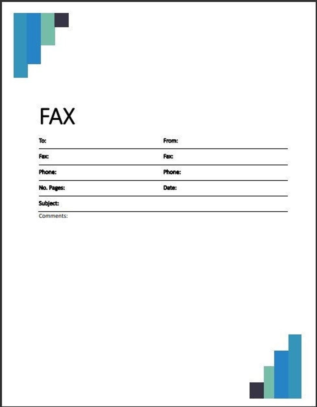 Modern Fax Cover Sheet Printable PDF File Etsy