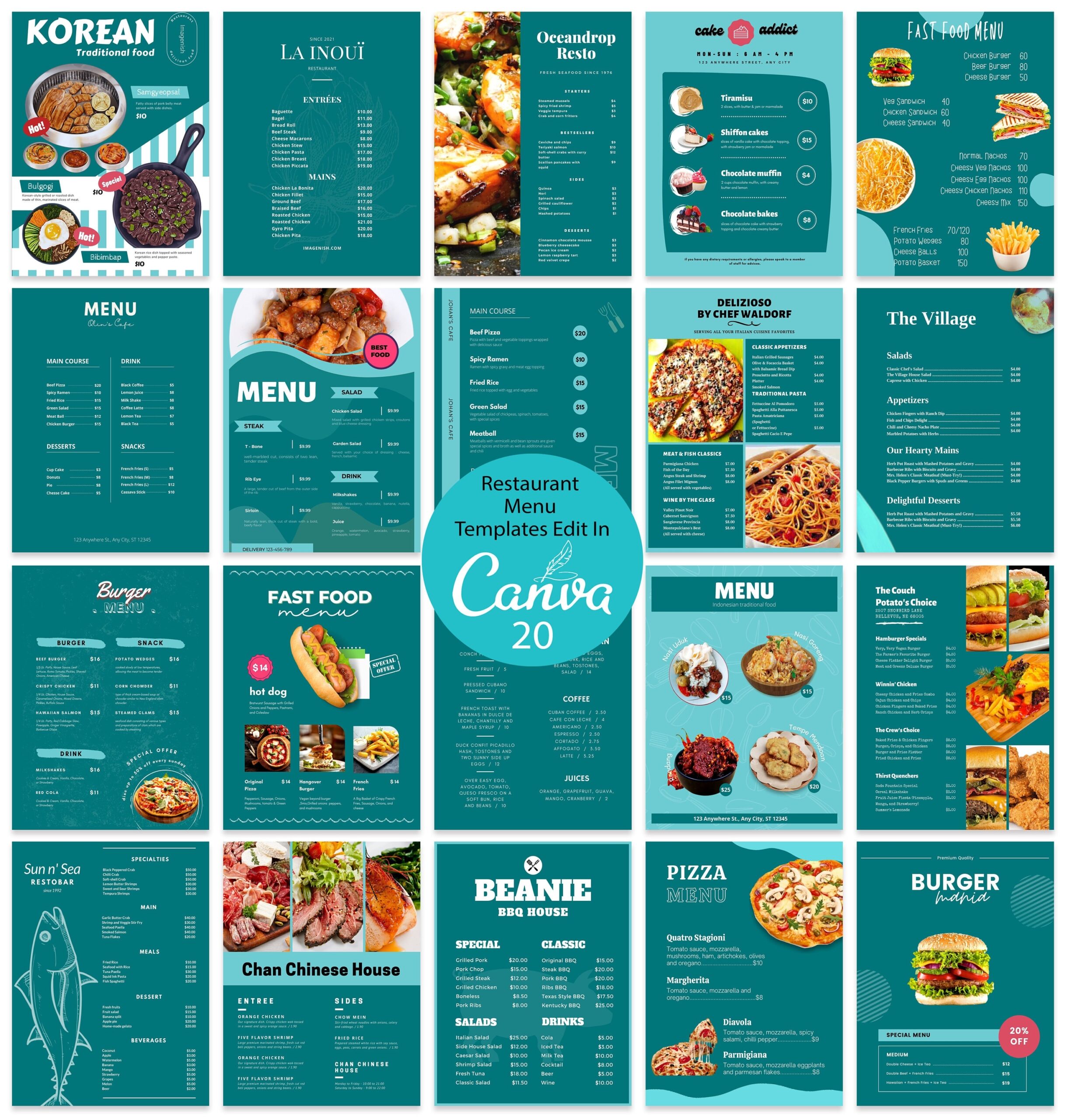Modern Restaurant Menu Flyer Template Printable Restaurant Menu Template Cafe Menu Template Instant Download Etsy
