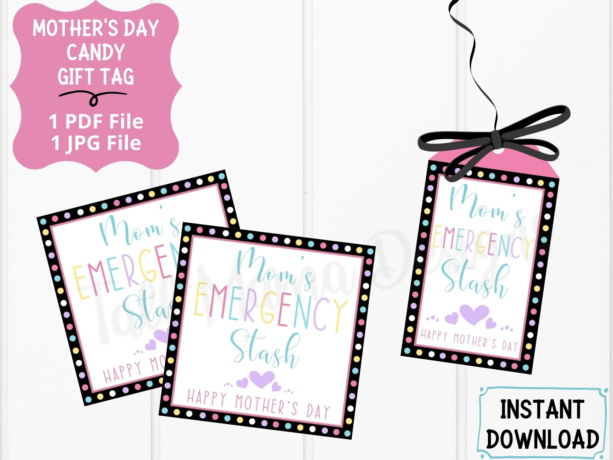 Mom s Emergency Stash Printable Gift Tag Mother s Day Gift Tag 