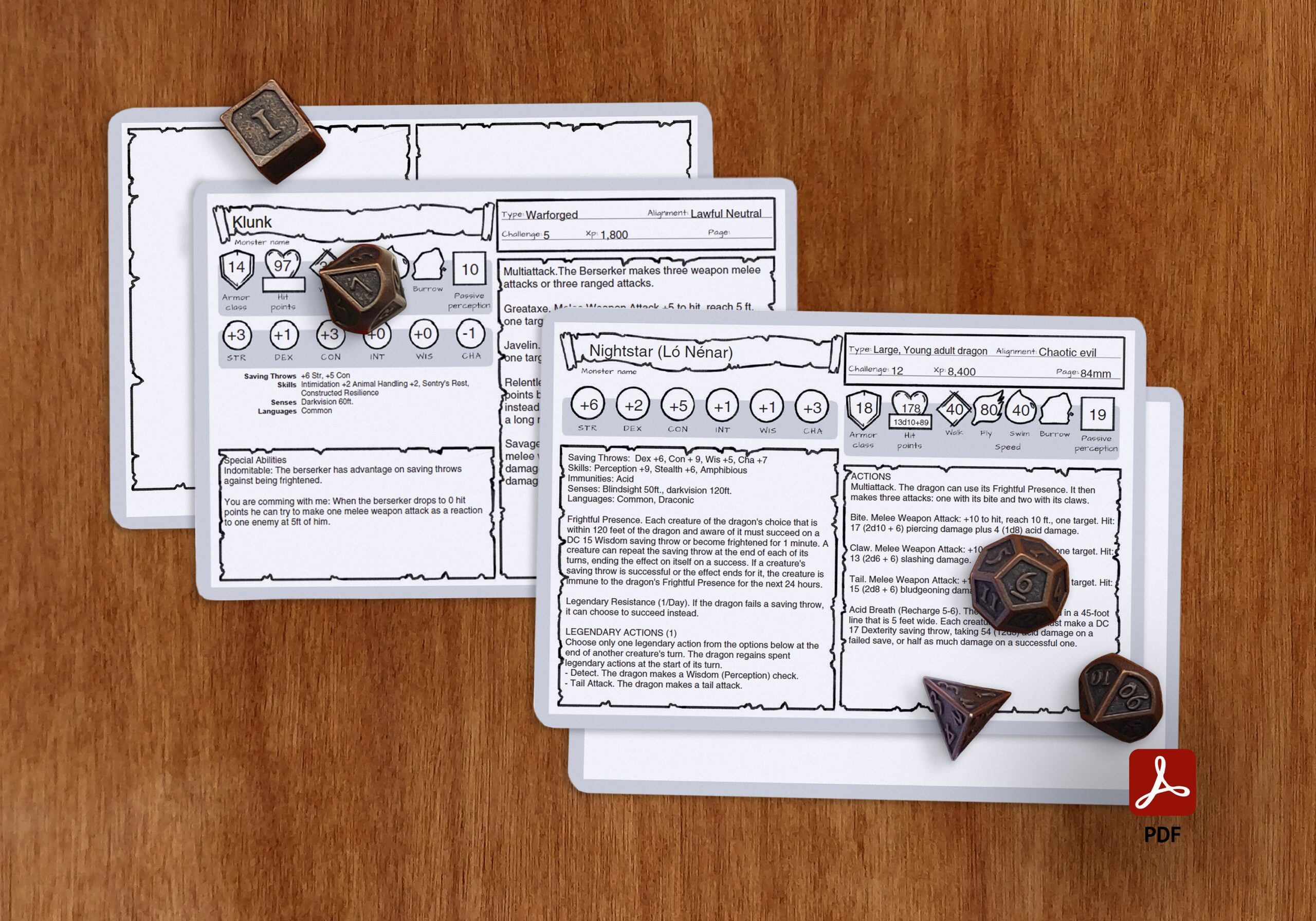 Monster Cards Dnd 5e PDF Fillable Same Size As The Official Etsy Australia