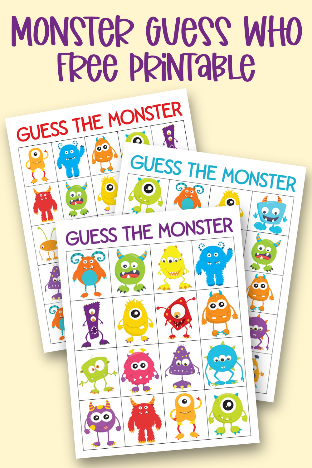 Monster Guess Who Game Guess The Monster Kara Creates