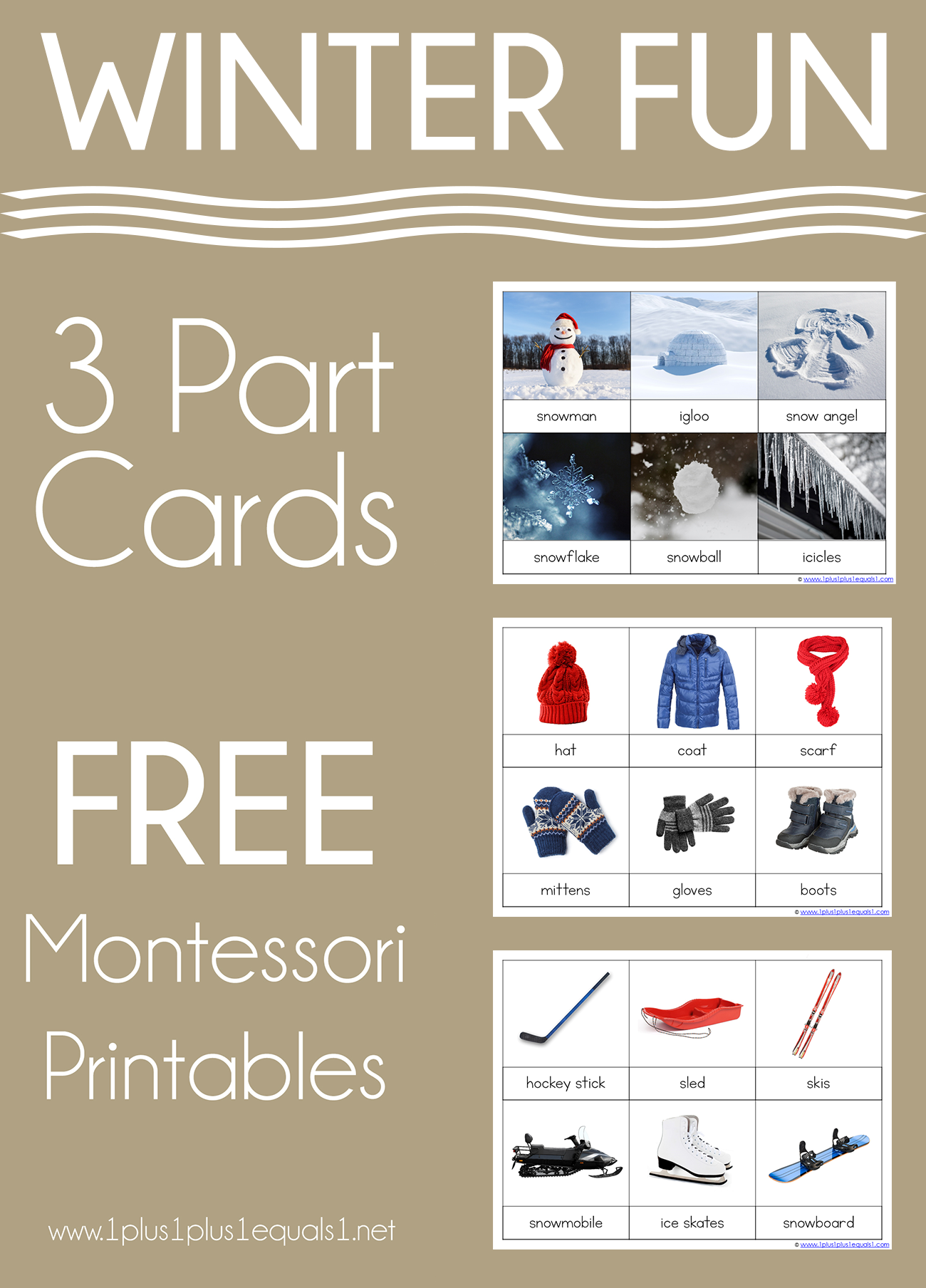 Montessori Nomenclature Winter 3 Part Cards For Winter Word Work And Winter Vocabulary Practice 1 1 1u003d1