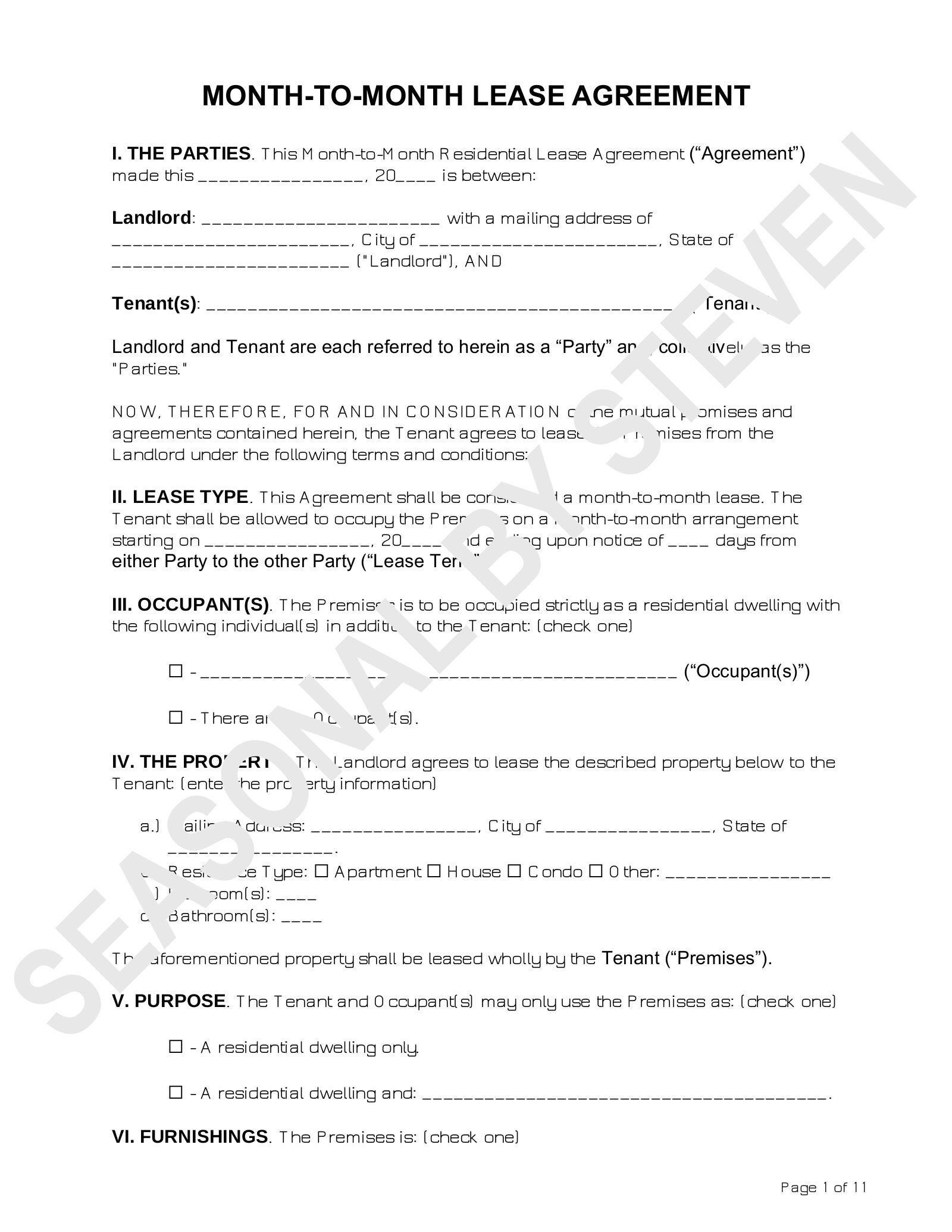 printable month to month rental agreement printable month to month rental agreement