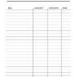 Monthly Bill Tracker Printable Printable Party Favors