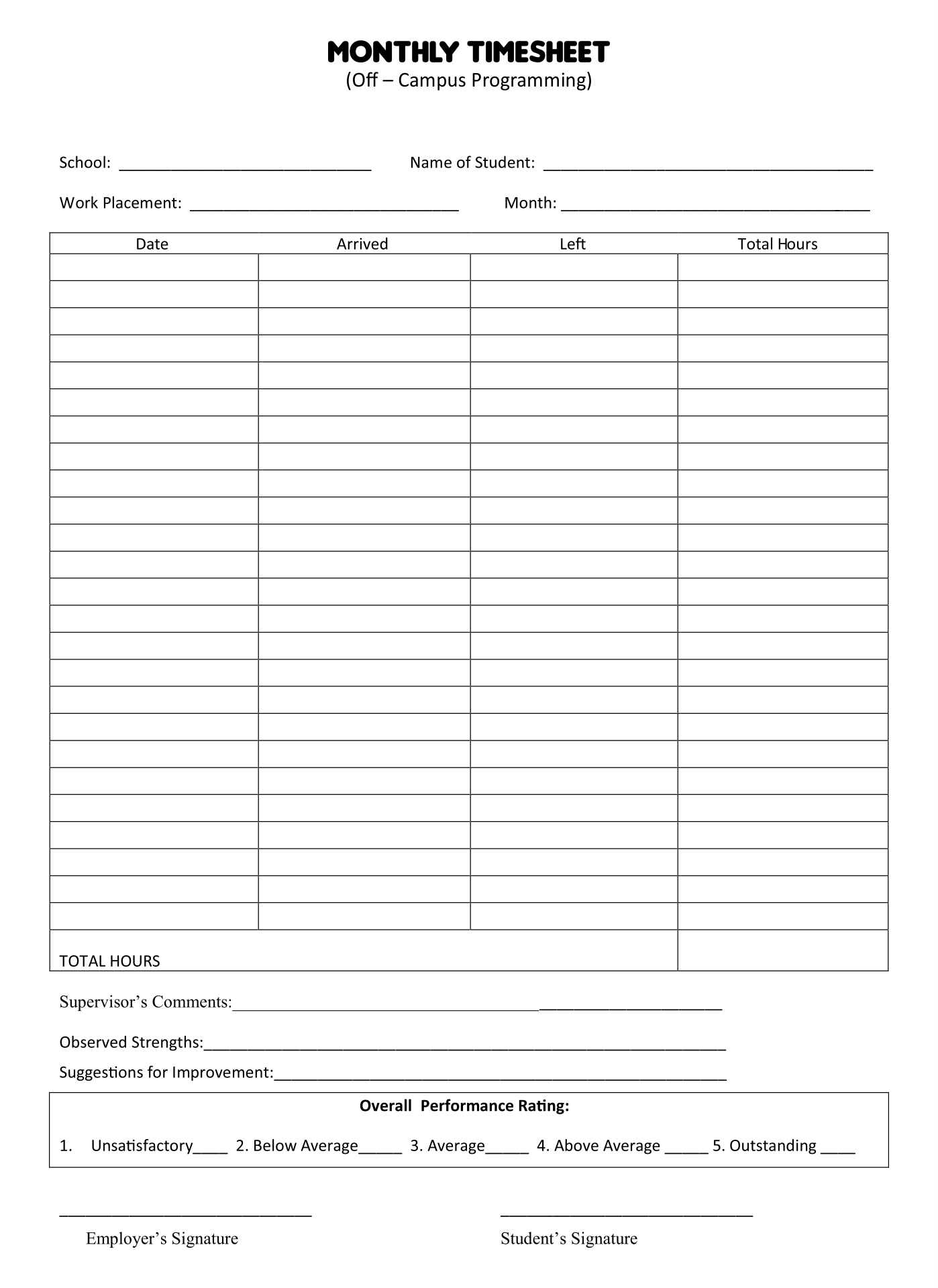 free time sheets printable