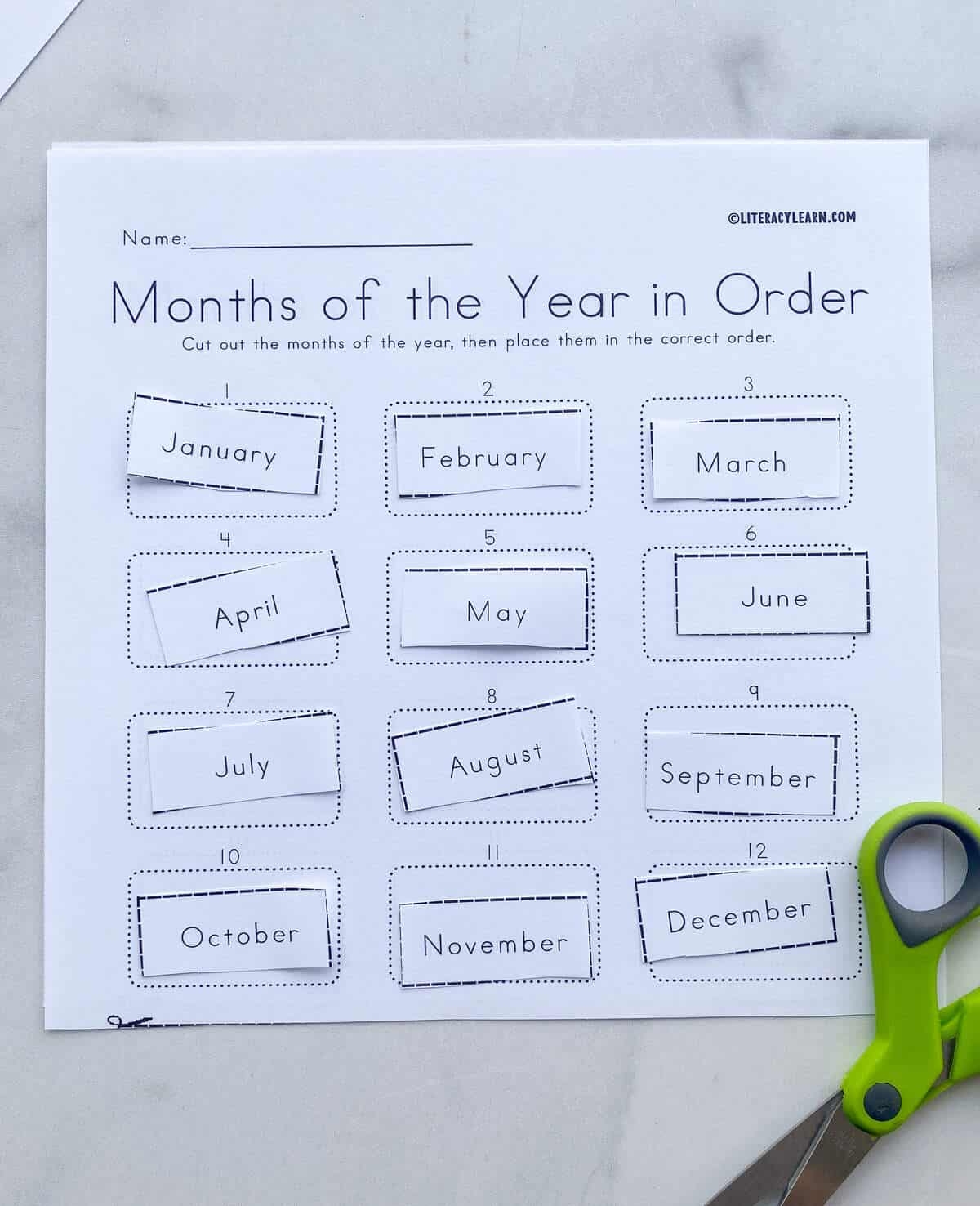 months of the year printable