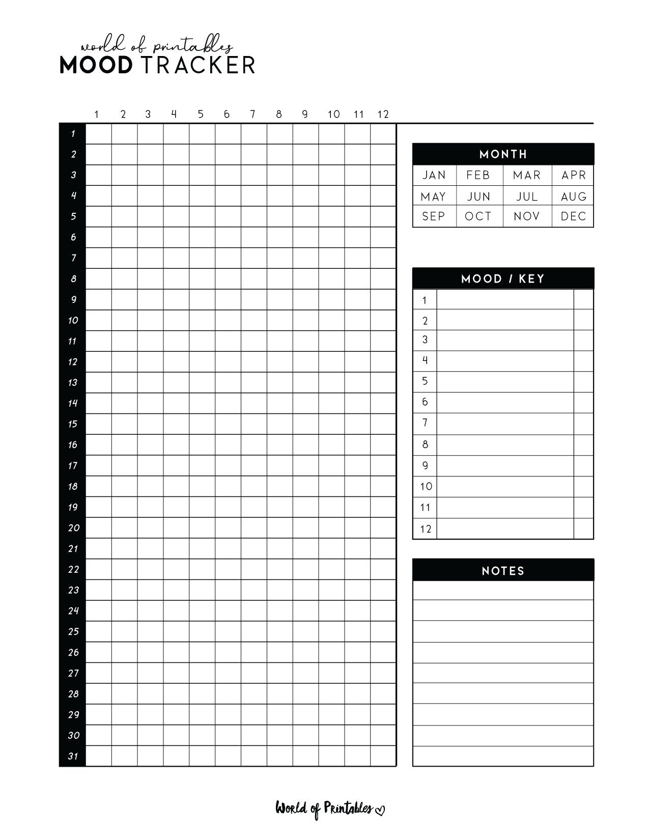 mood tracker printable free