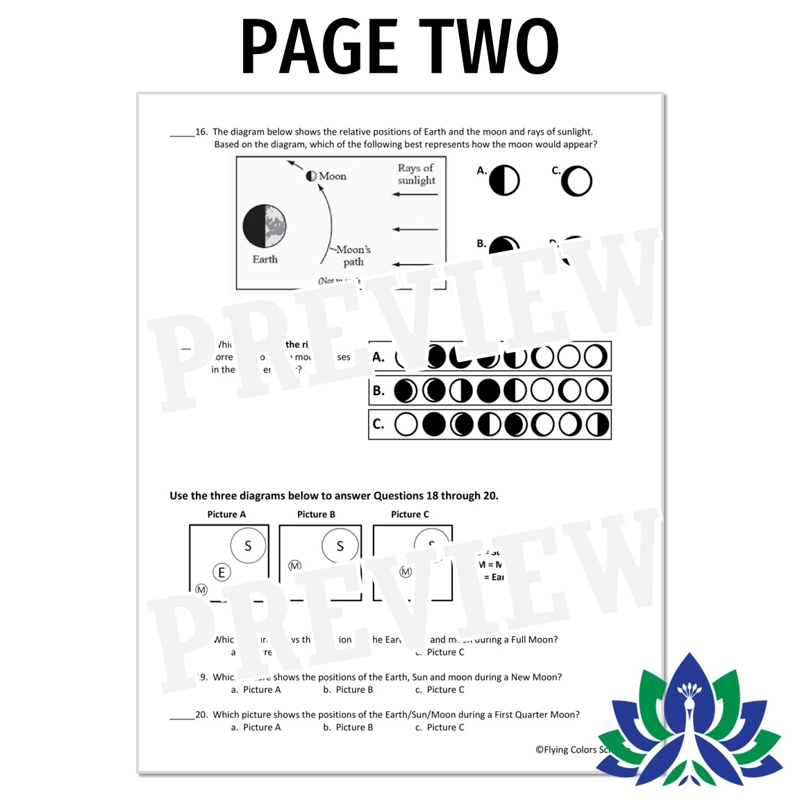 moon phases quiz printable