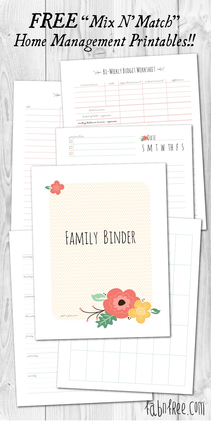 More Than 200 FREE Home Management Binder Printables Fab N Free
