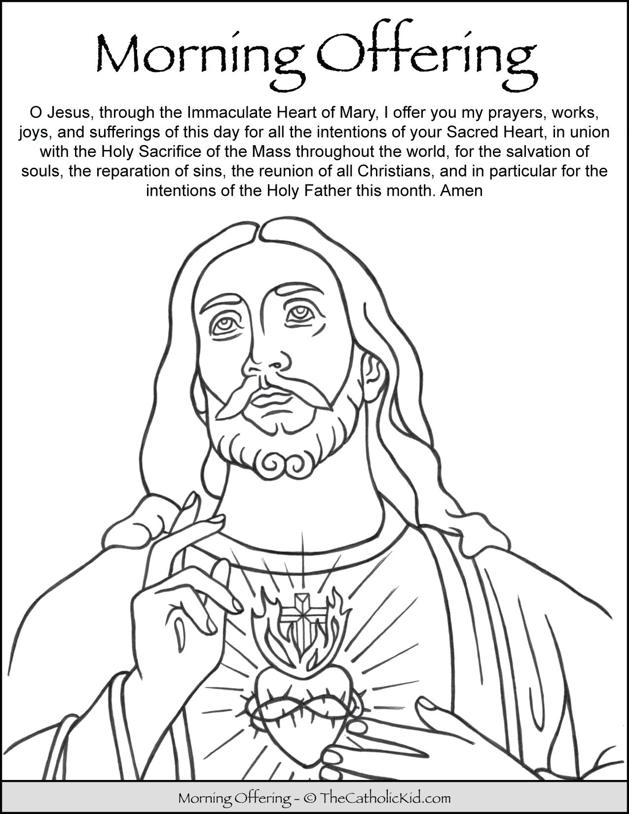 Morning Offering Prayer For Kids Coloring Page TheCatholicKid