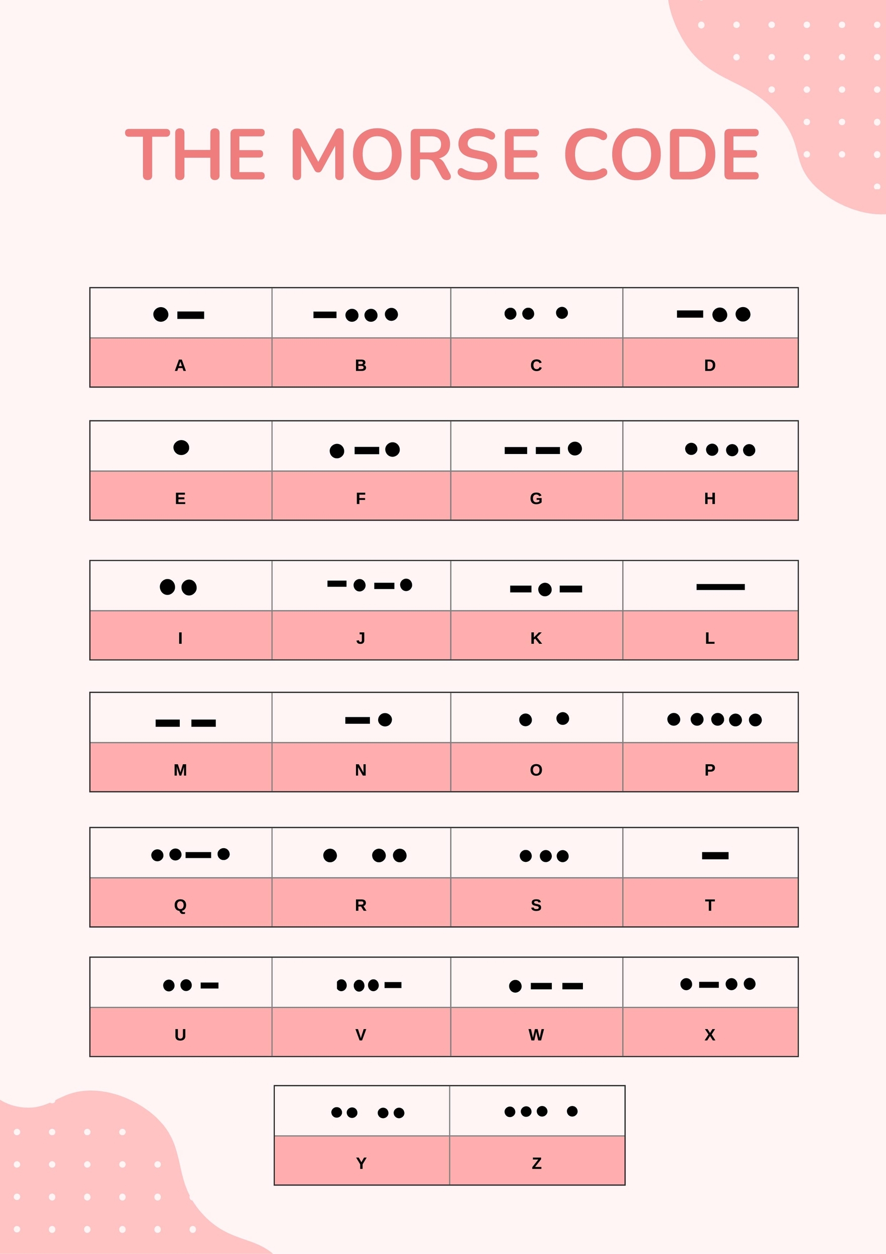 Morse Code Chart In Illustrator PDF Download Template