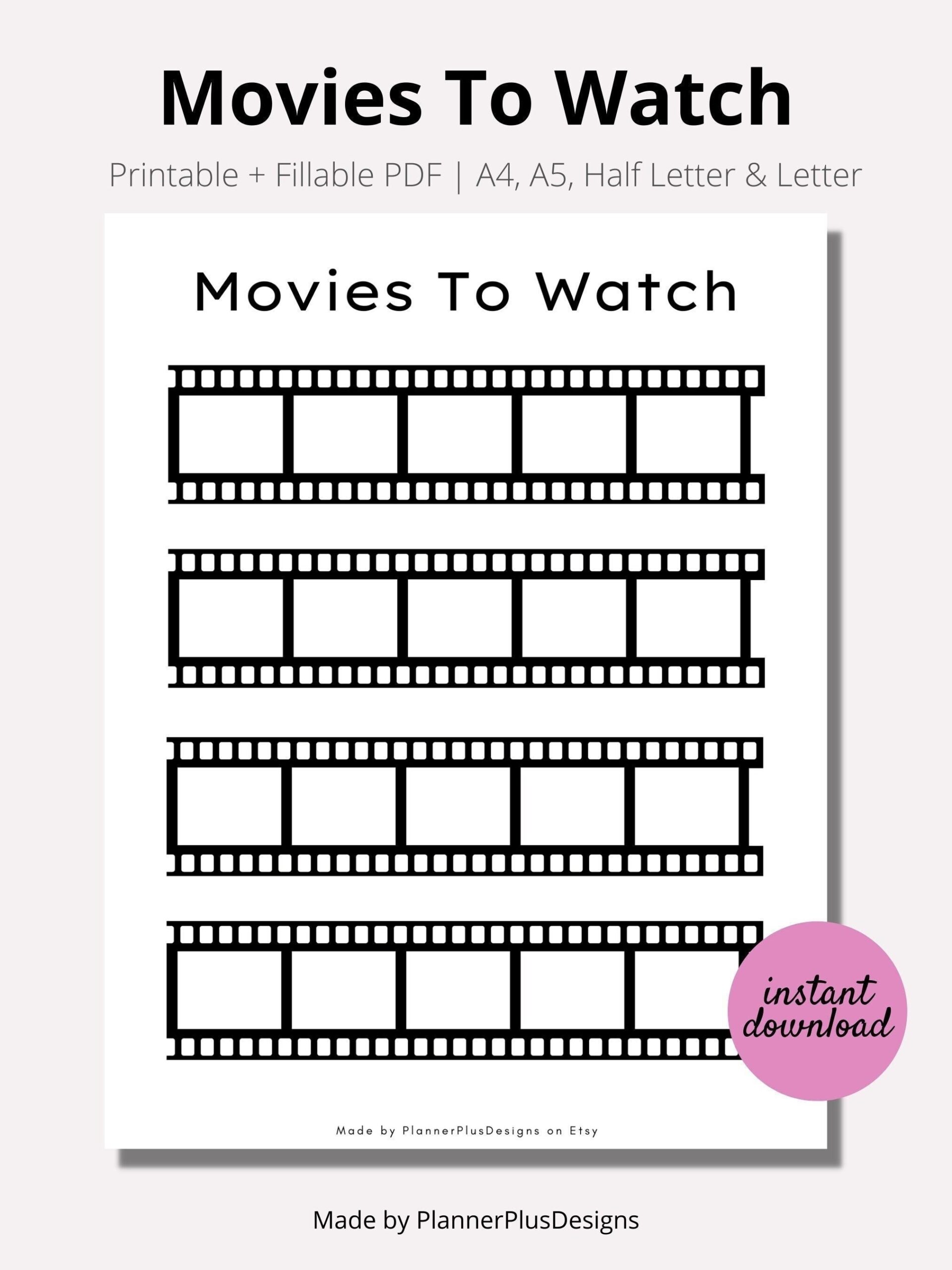 Movies To Watch Tracker Printable Movies Tracker Movies To Watch 